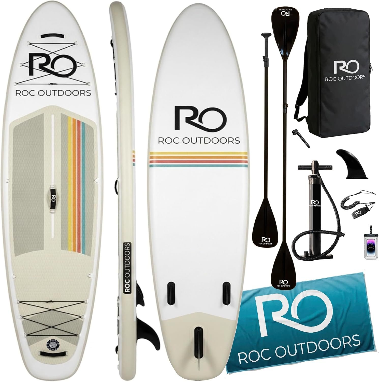 Roc Inflatable Stand Up Paddle Board 10′ 6″ with Premium SUP Paddle Board Accessories, Wide Stable Design, Non-Slip Comfort Deck for Youth & Adults