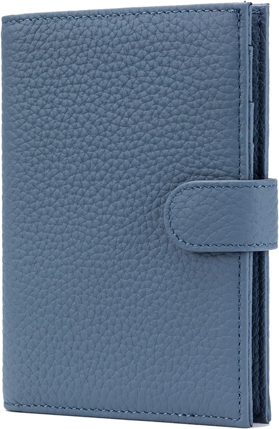 Karmiir RFID Slim Passport Holder for Man & Women, Compact Leather Passport Wallet with Card Holders SIM Slots, Zippered Coins Pocket and Cash Holder Travel Passport Cover Case, Dark Blue