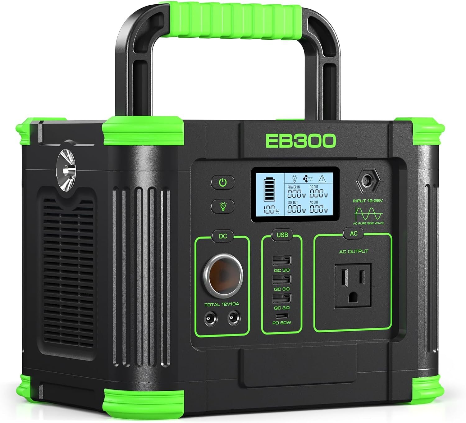Portable Power Station 330W, 288.6Wh Solar Generator with 60W USB-C PD Output, 120V Pure Sine Wave AC Outlet, 5W Wireless Charging, 330W Backup Lithium Battery for Outdoor Camping Travel Hunting Home