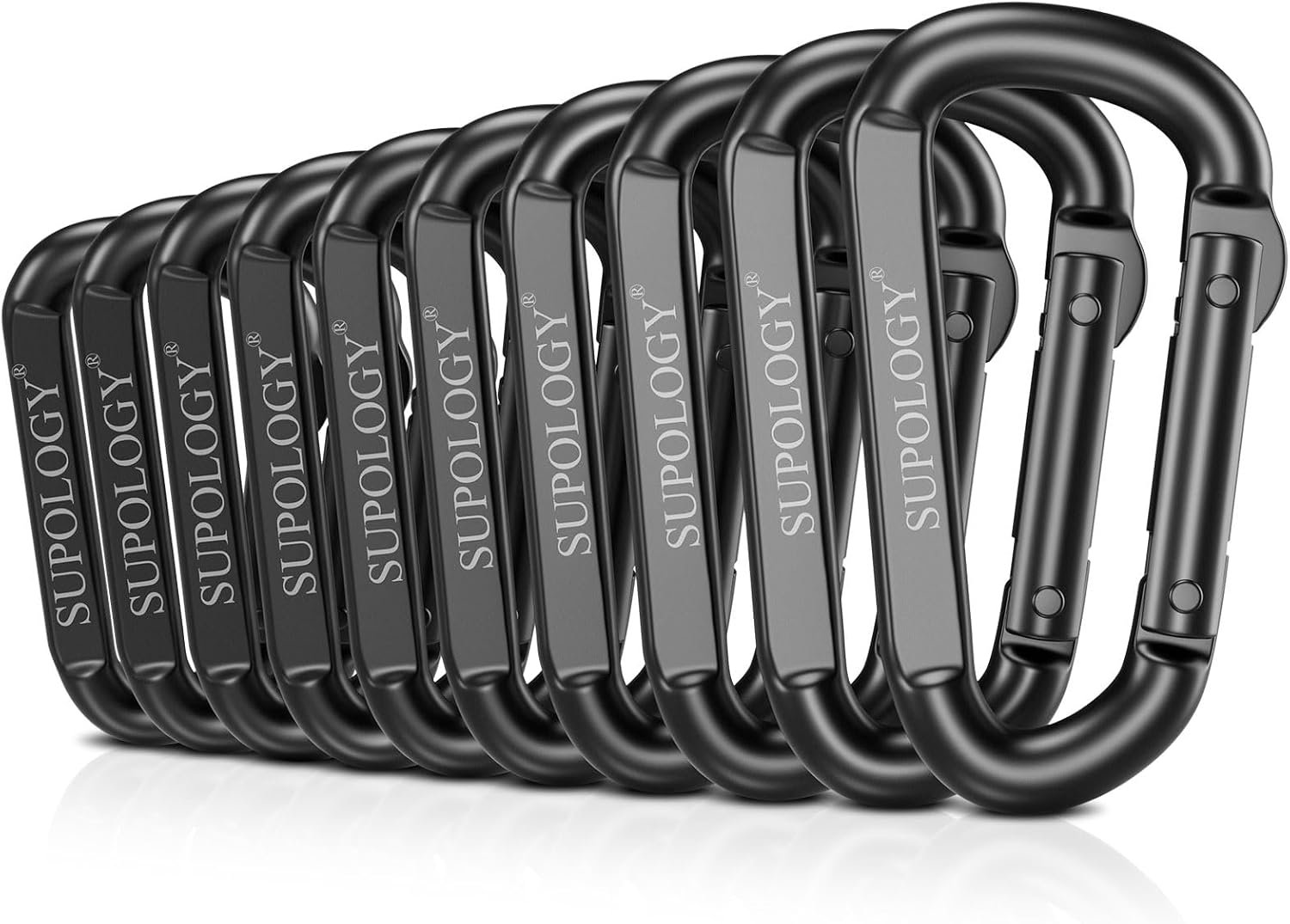 Carabiner Clips, 900 LBS 2.5″ Iron Heavy Duty Caribeaners for Hammocks, Camping Accessories, Hiking and Gym, D Shaped Spring Hook Small Carabiners for Dog Leash, Key Ring