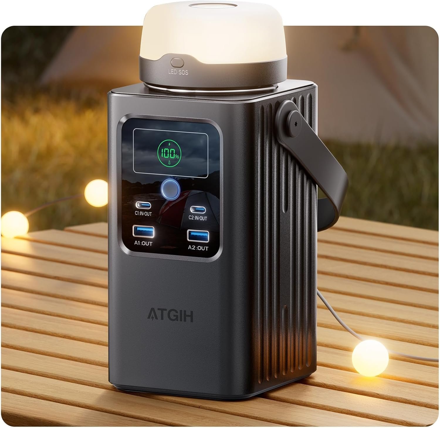 Camping Portable Power Station 198.4 Wh (62000mAh), [Top Safety] 100W Fast Charging Power Bank with LiFePO4 Battery, Small Generator with Detachable Light for Travel Home Backup Outdoor Emergency