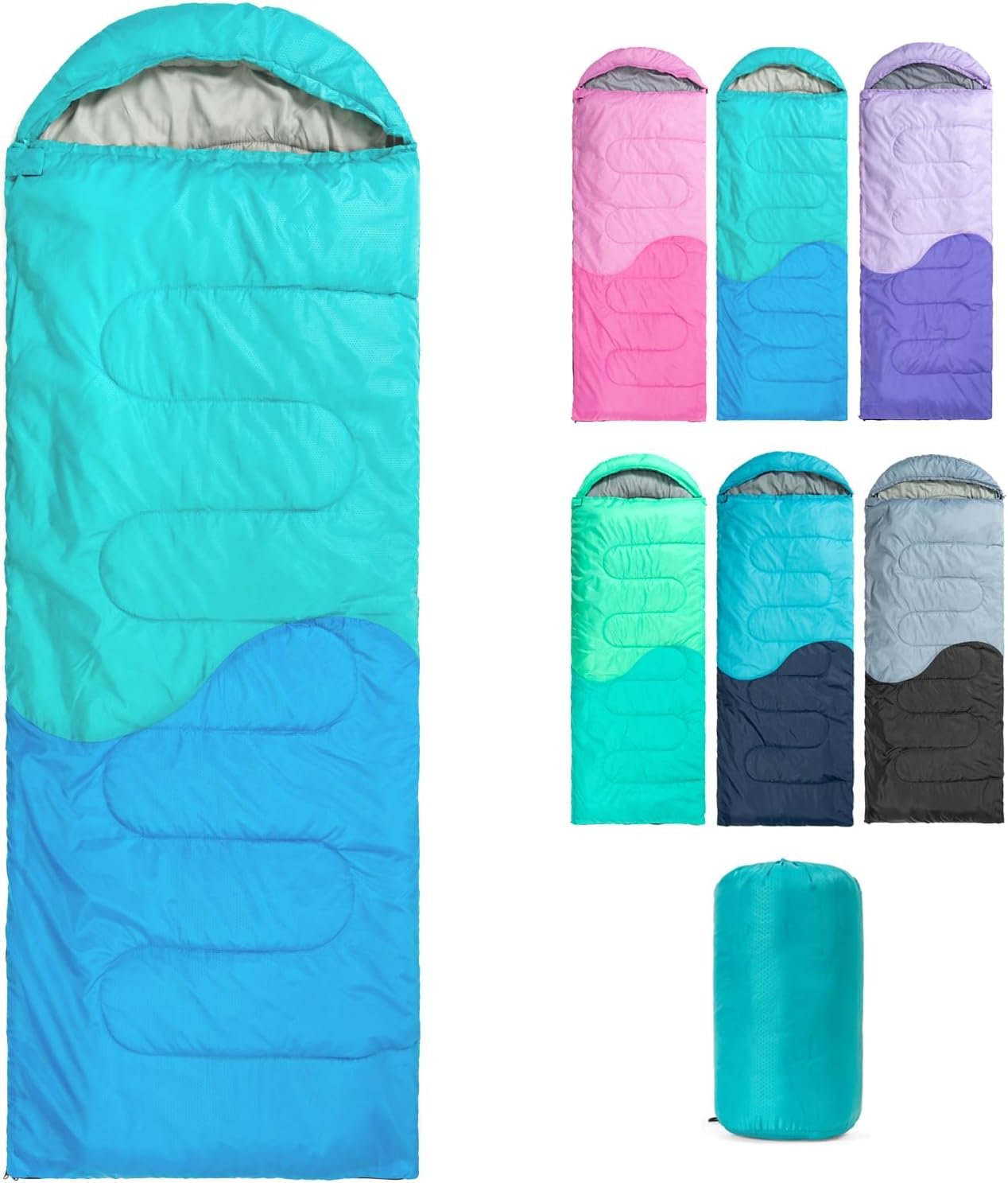Sleeping Bag – 3 Seasons for Adults Kids Boys Girls Camping Hiking – Warm Cold Weather Lightweight Portable with Compression Bag for Backpacking in Spring, Summer, Fall and Winter