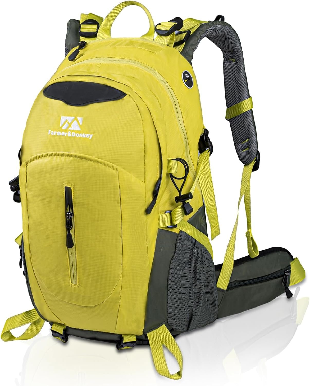 Farmer&Donkey Hiking Backpack, 40L Waterproof Camping Backpack with Packable Back Panel & Rain Cover, Men Women Rucking Backpacking Backpack Outdoor Sport Lightweight Travel Daypack for