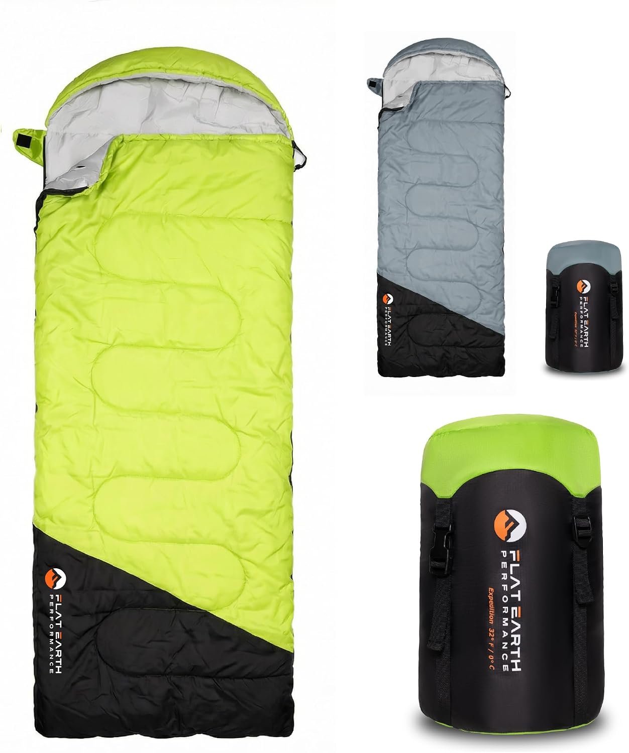 Expedition Sleeping Bag with Compression Sack – 32°F/0°C Sleeping Bags for Adults & Teens Up to 6’0″, Lightweight, Water-Resistant, Backpacking Sleeping Bag for Camping, Hiking