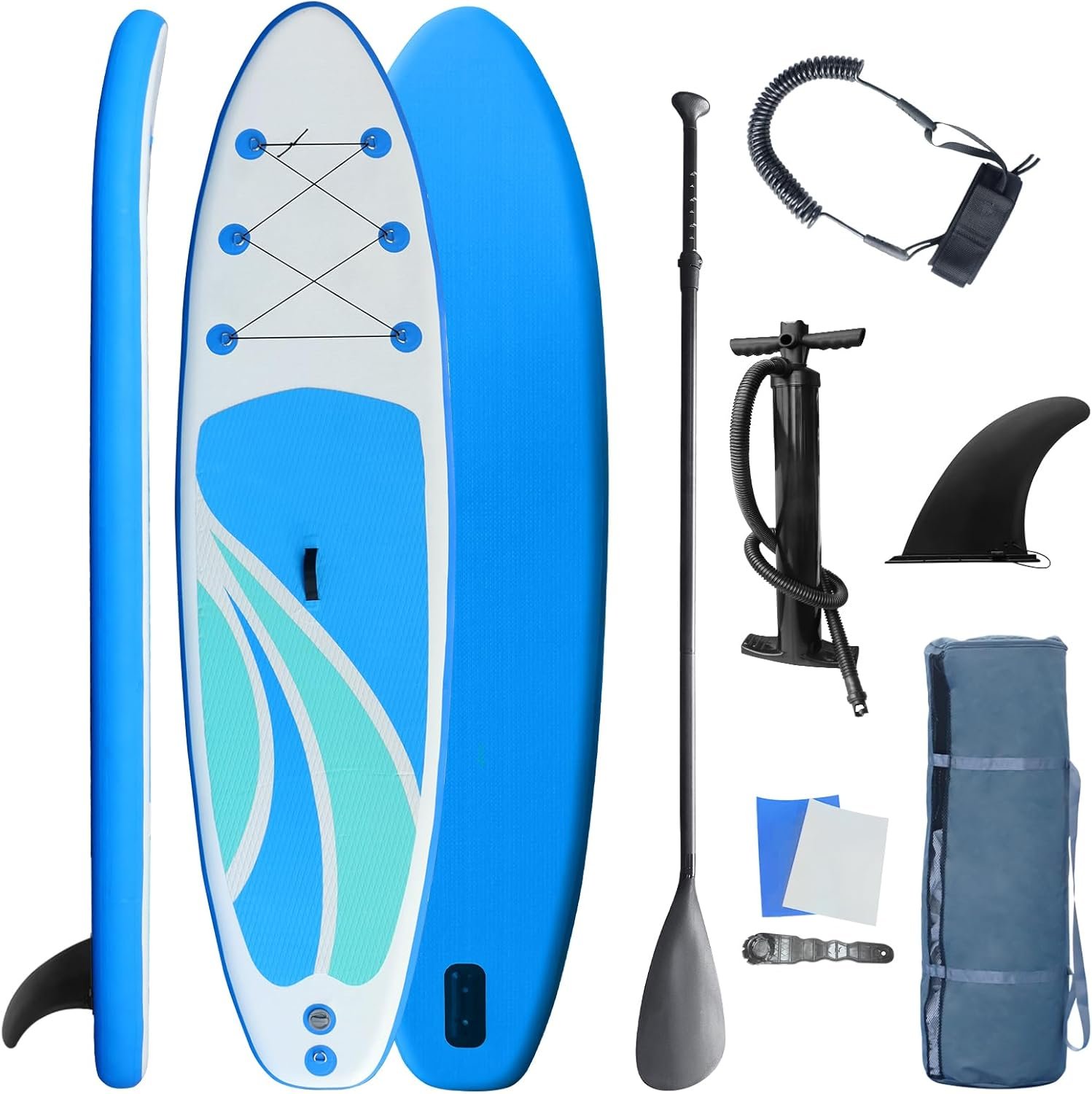 Inflatable Stand Up Paddle Board for Adult All Skill Levels- 10’4″ Ultra-Light SUP Paddleboard with Durable Non-Slip Deck and Paddle Board Accessories Fins, Paddle, Pump, Backpack, Leash