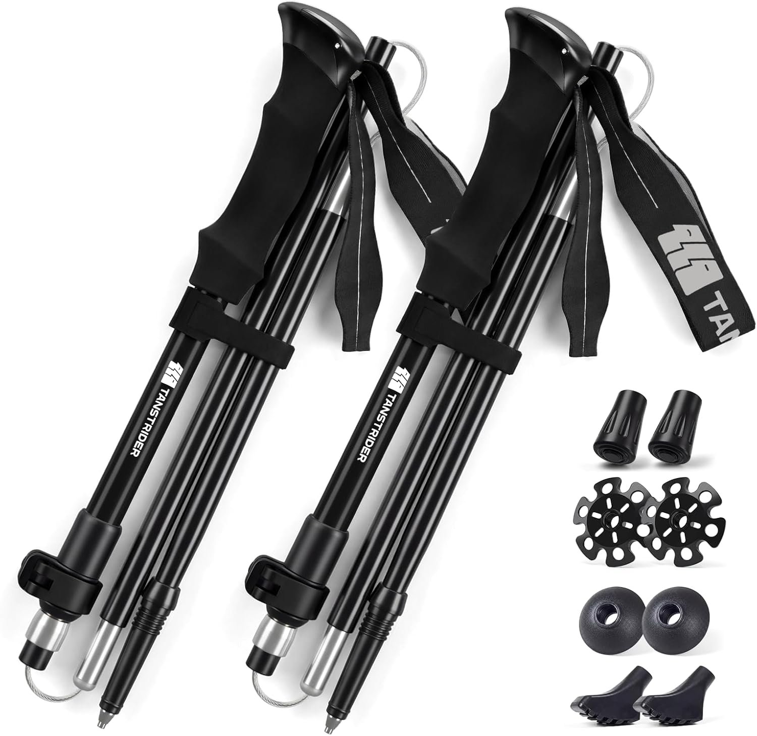 Trekking Poles for Hiking – Collapsible Lightweight 7075 Aluminum Hiking Sticks, 43-53 Inch Adjustable Tri-Fold Walking Poles with Anti-Slip EVA Grip for Men and Women