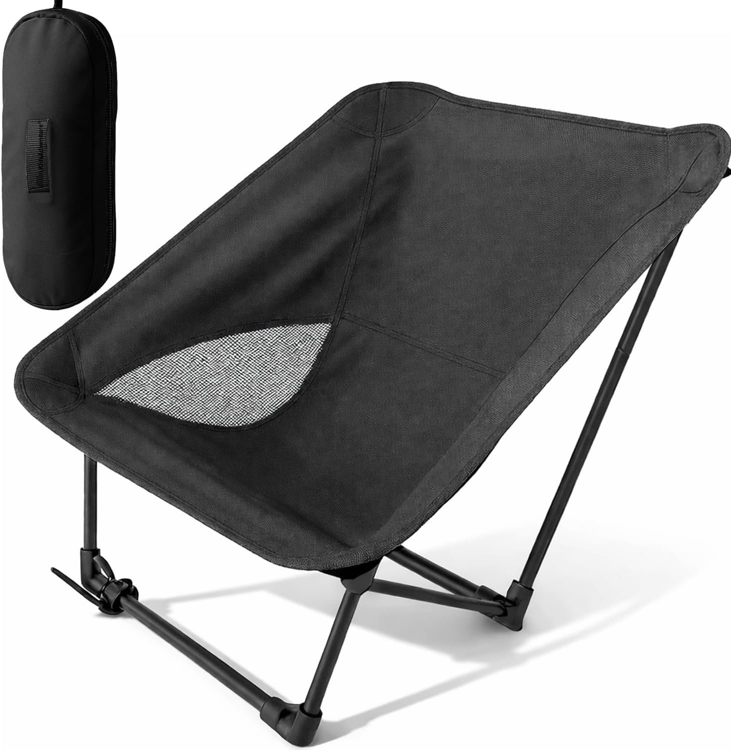 Portable Camping Chair for Young Adults and Teens, Holds 220 LB, Lightweight & Compact Foldable Camp Chair for Backpacking Travel, Outdoor Folding Chair for Beach, Sports, Fishing, Lawn & Concert