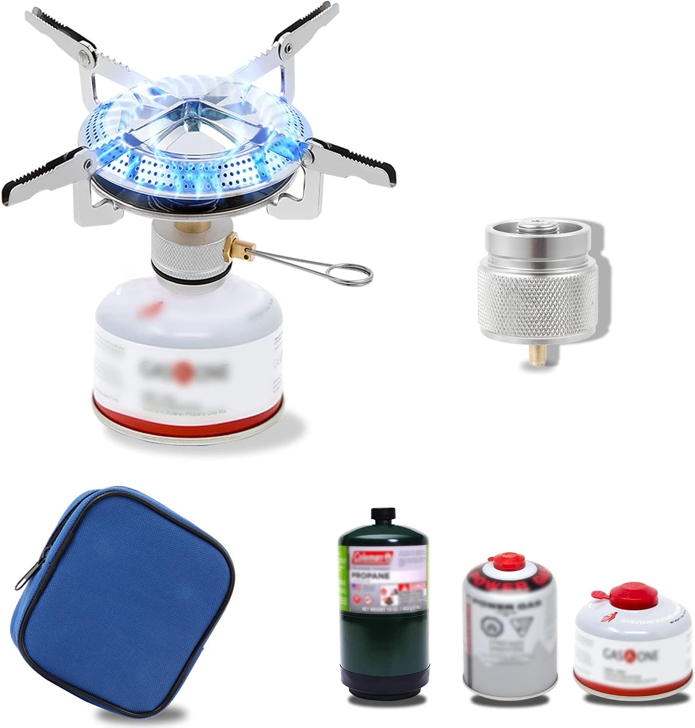 Caudblor Camping Stove with Butane Adapter – Lightweight Backpacking Stove for Hiking & Travel