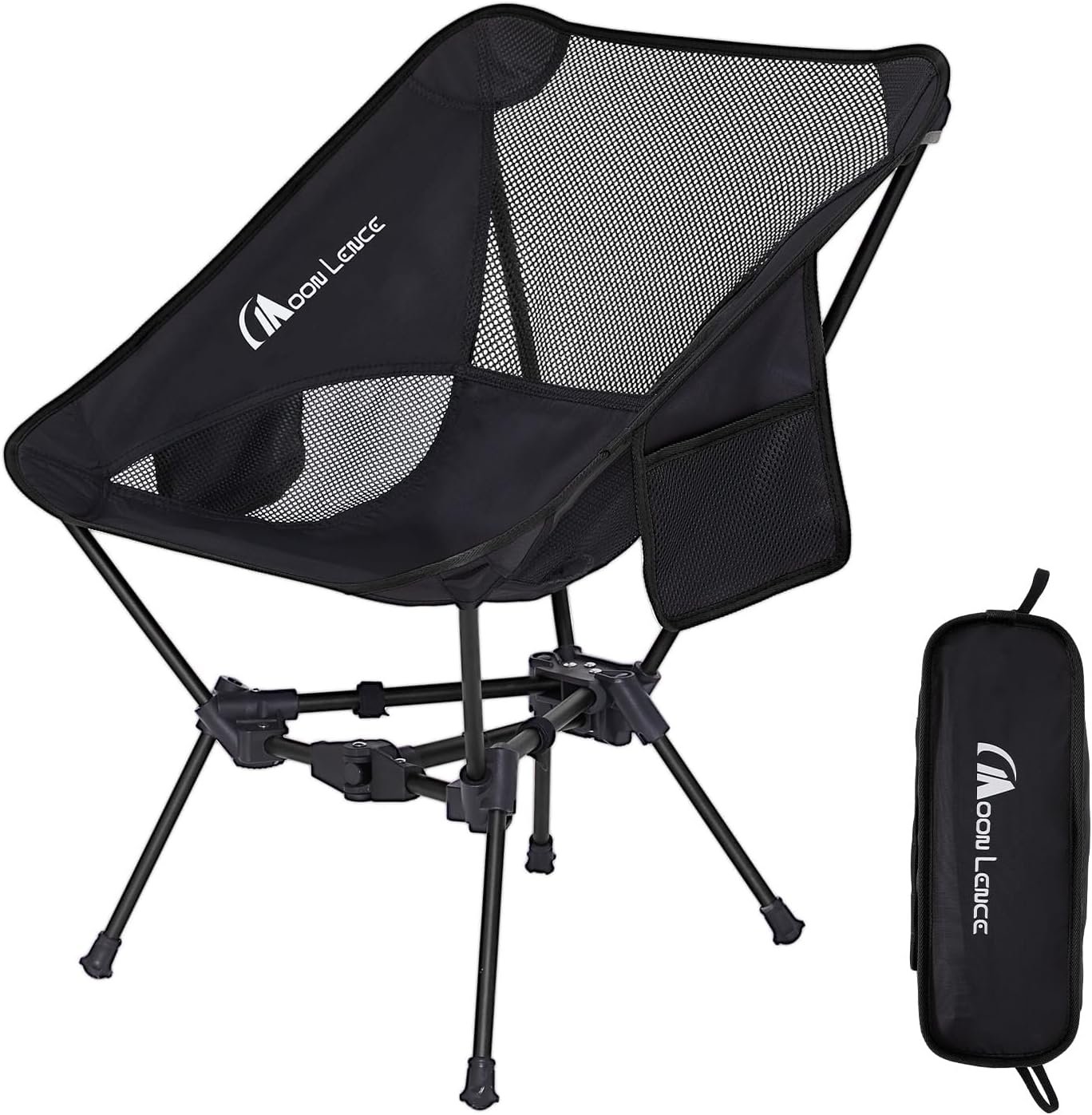 MOON LENCE Portable Camping Chair Backpacking Chair – The 4th Generation Ultralight Folding Chair – Compact, Lightweight Foldable Chairs for Hiking Mountaineering, Beach (Black-1Pack)