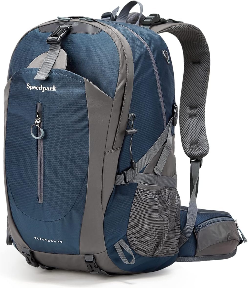 SPEEDPARK Hiking Backpack 40L Waterproof Hiking Daypack with Rain Cover, Outdoor Trekking Travel Backpacks for Men Women