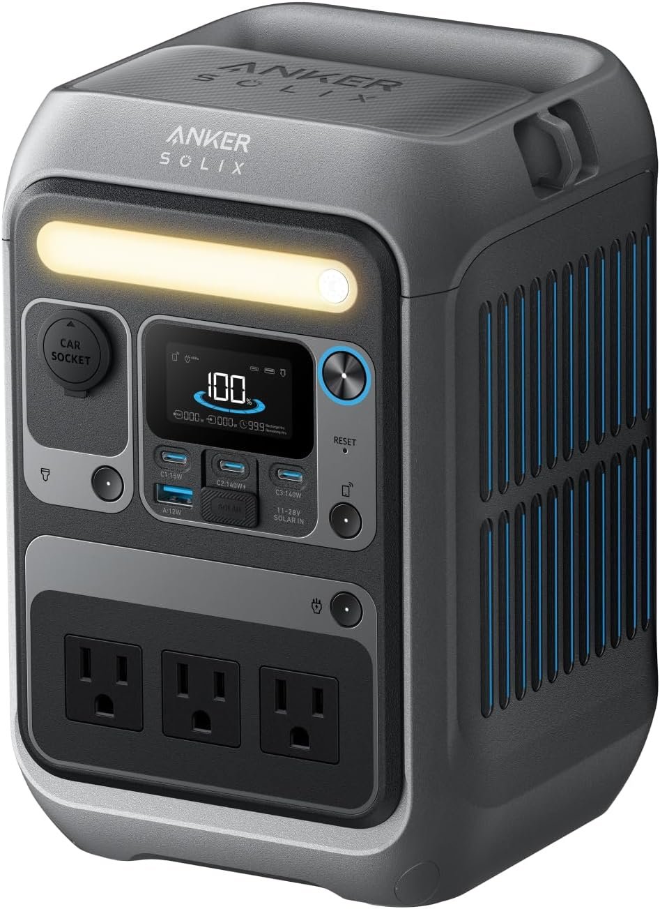 Anker Portable Power Station SOLIX C300, 288Wh LiFePO4 Backup Battery, 300W Solar Generator, 140W Two-Way Fast Charging, for Camping, Hunting, Travel, Blackout & Emergencies (Solar Panel Optional)
