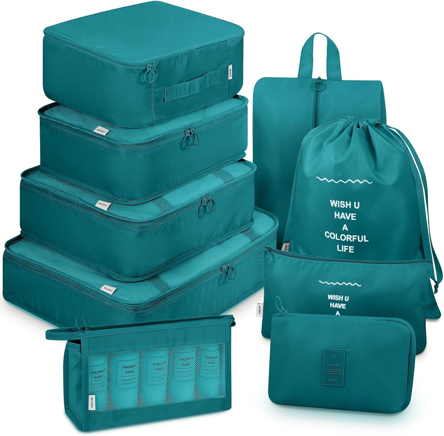 Mossio 9 Set Packing Cubes with Shoe Bag & Electronics Bag – Luggage Organizers Suitcase Travel Accessories