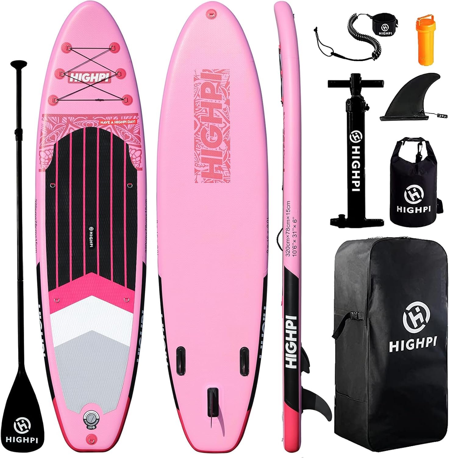 Inflatable Stand-Up Paddle Board: Wide SUP with Full Accessories, Anti-Slip EVA Deck, Paddleboard for Yoga/Surfing/Fishing & More, for Youth & Adults, Beginner-Friendly