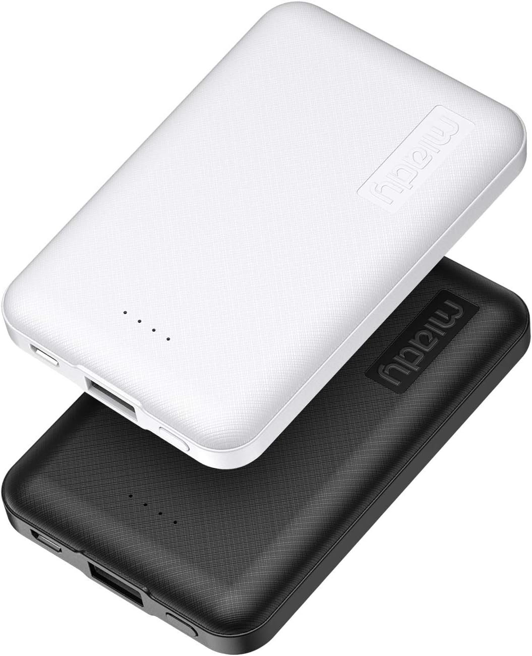 Miady 2-Pack Small Portable Charger 5000mAh Power Bank Travel Battery Pack | Dual USB丨Lightweight丨2 Outputs丨for Backpack丨Compatible with iPhone Galaxy Android etc丨Flight-Safe丨18.5Wh丨Black+White
