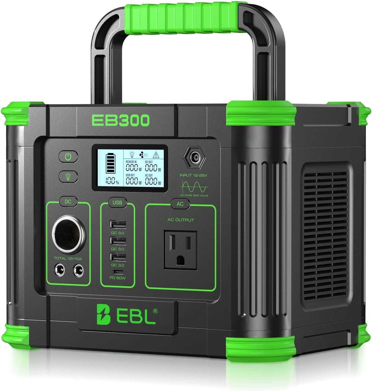 EBL Portable Power Station, 330W 288.6Wh Solar Generator 60W USB-C PD, 5W Wireless Charger, SOS Emergency Light, Multi-Port Power Supply for Outdoor Camping, Home Blackout, RV Travel