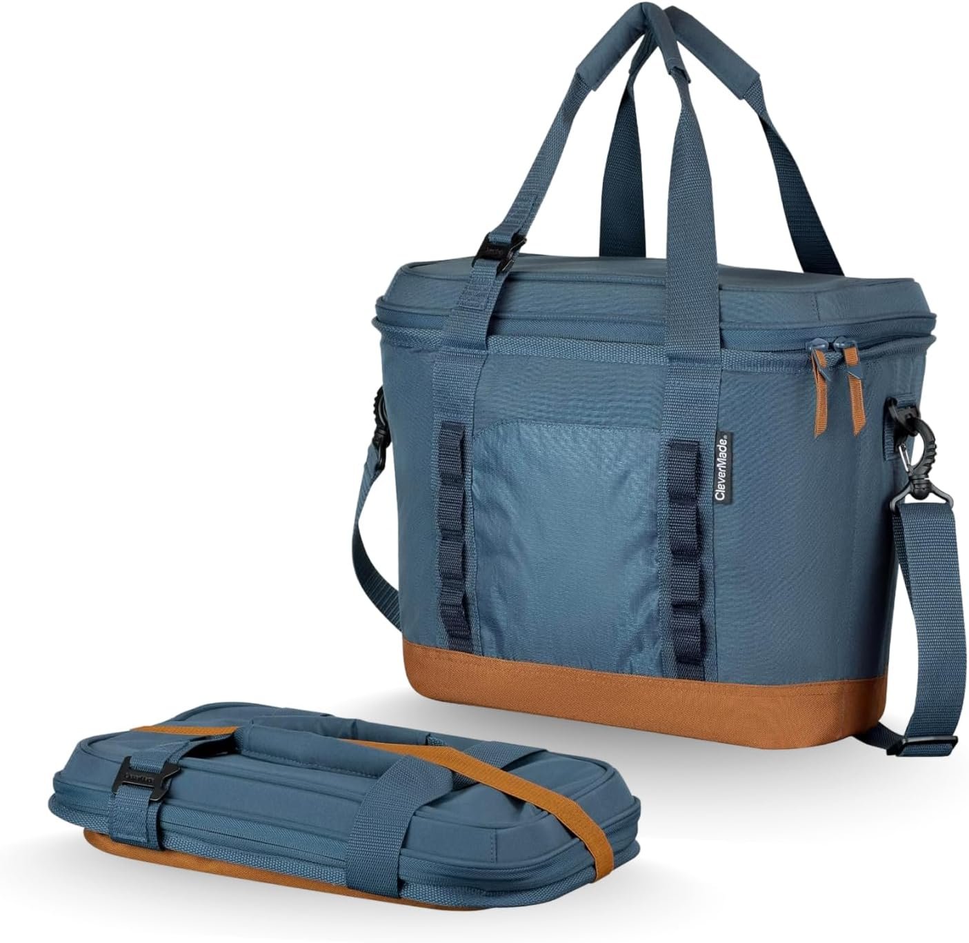 CleverMade Pacifica Collapsible Cooler Bag – Medium Portable Cooler Bag for Travel, Foldable Insulated Cooler for Beach, Picnic & Road Trips, Holds Up to 30 Cans, Leakproof Soft Carry Cooler – Ocean