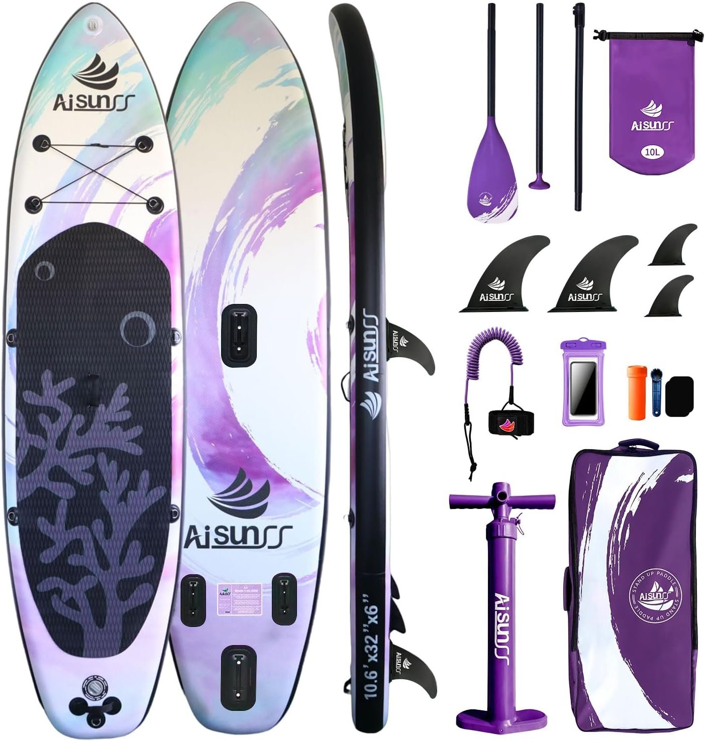 Inflatable Paddle Board for Adult, Paddle Board for All Skill Levels, Wide SUP Board with Primium Accessories Include SUP Carry Bag, Hand Pump, 10L Waterproof Bag