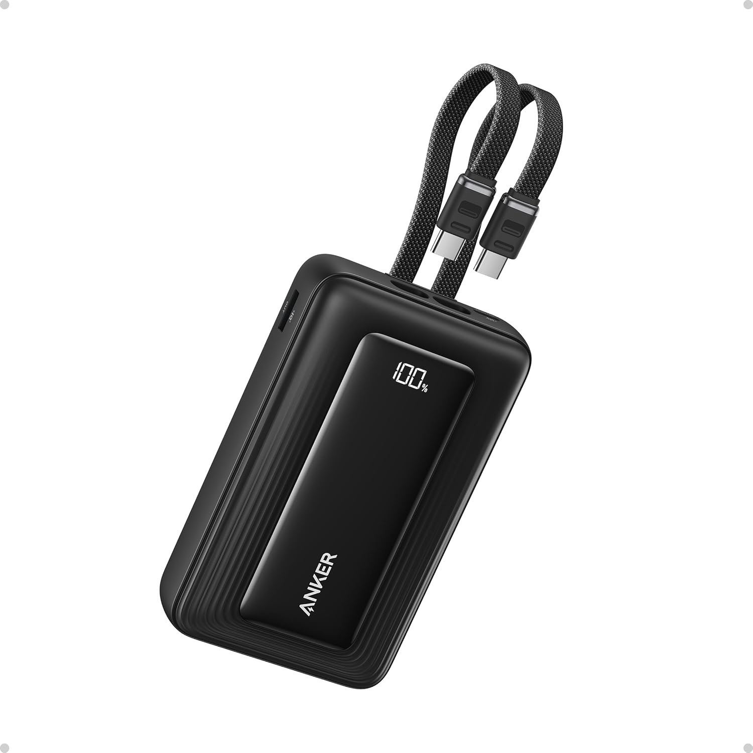 Anker Zolo Power Bank (2025 Upgraded Version), 45W Max Fast Charging, 20,000mAh Battery Pack, Dual Built-in USB-C Cables, USB-C&A Port, for iPhone 17/16 Series, Galaxy, MacBook, and More