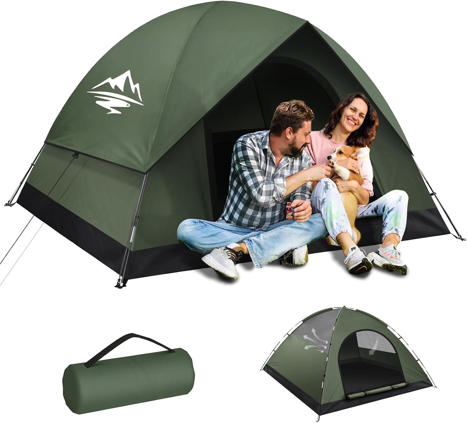 Tents for Camping 2/3 Person with Rainfly – Camping Tent Waterproof Windproof Easy Setup, Portable Double Layer Outdoor Dome Tent, Backpacking Tents for Adventure Backyard Hiking