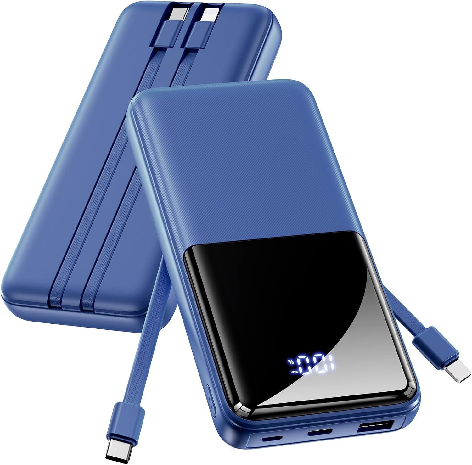 Portable Charger Power Bank – 20000mAh Battery Pack 22.5W Fast Charging Built-in Cable, Portable Phone Charger for iPhone All Models Samsung Android, Airline Friendly Travel Essentials, 1 Pack, Cobalt