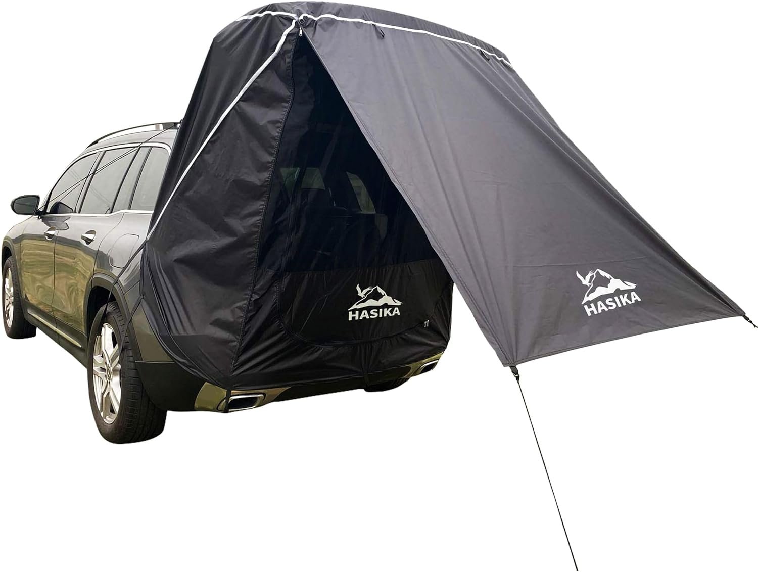 HASIKA SUV Tailgate Tent, 2-Person Car Camping Awning | 3000mm Waterproof & UPF 50+. Fits most SUV and Hatchback. 2-Min Setup Road Trip Essentials for Couples and Pets Black