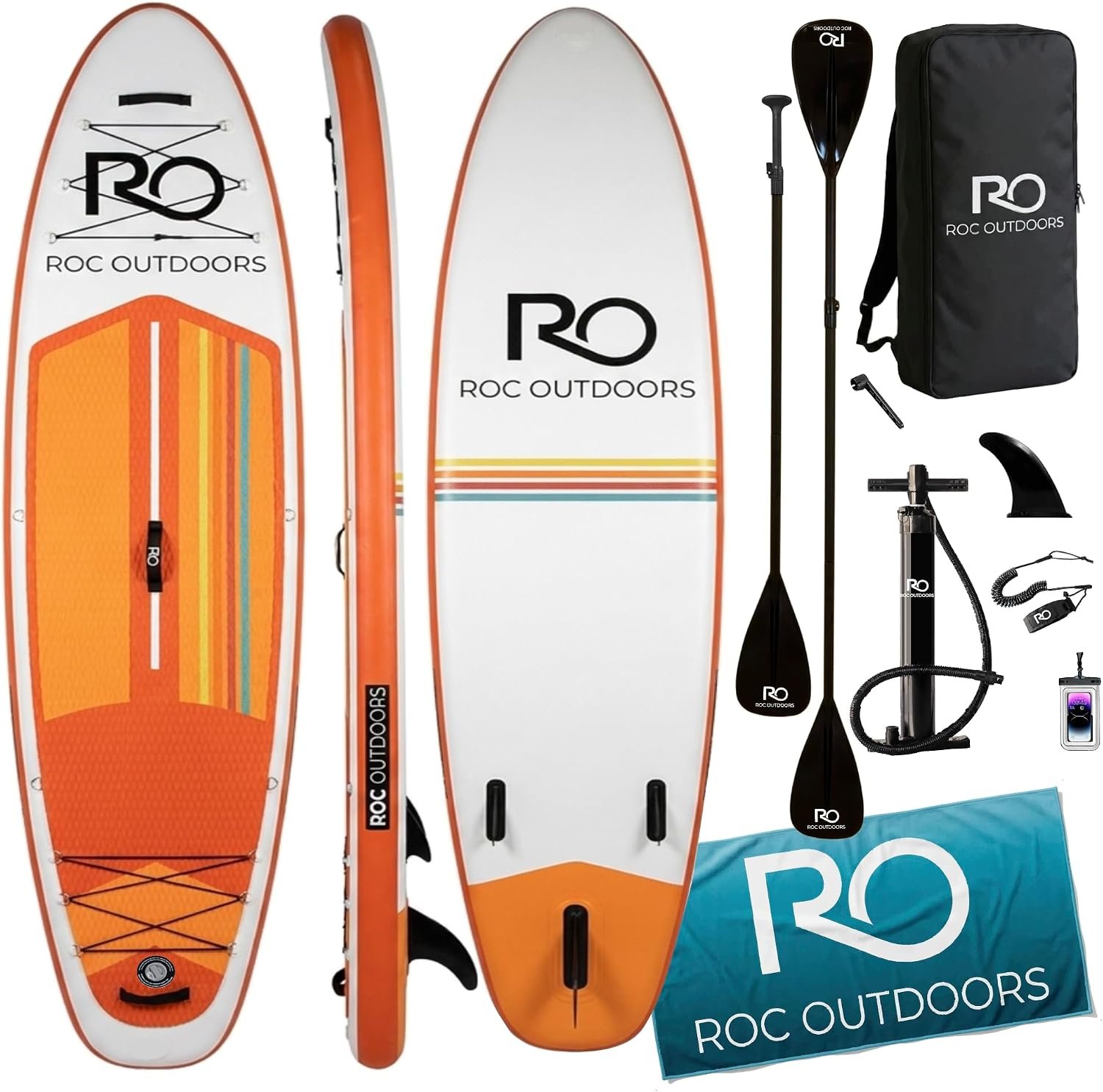Roc Inflatable Stand Up Paddle Board 10′ 6″ with Premium SUP Paddle Board Accessories, Wide Stable Design, Non-Slip Comfort Deck for Youth & Adults