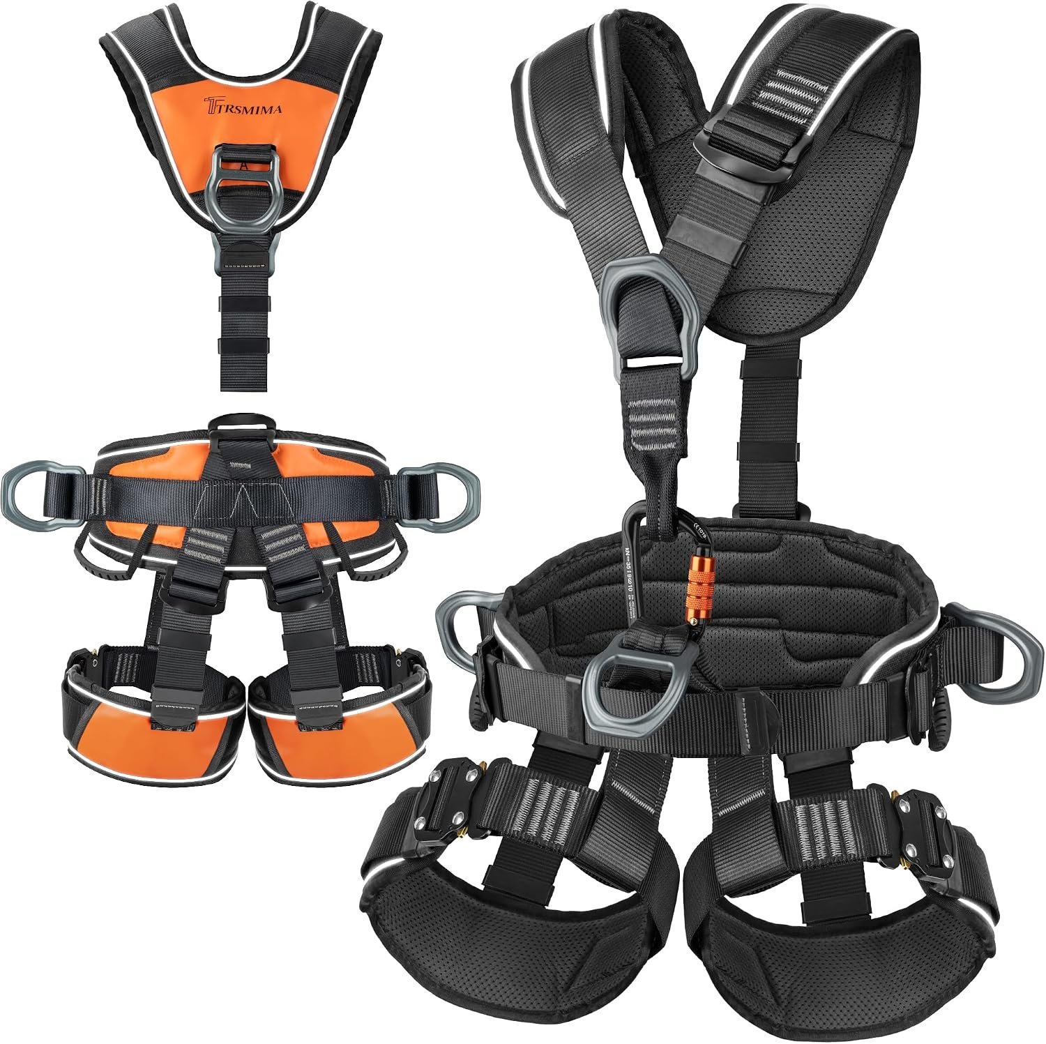 TRSMIMA Safety Harness Fall Protection – Roofing Full Body Climbing Harness Men Tree Work Rock Climbing Chest Ascender Detachable Design