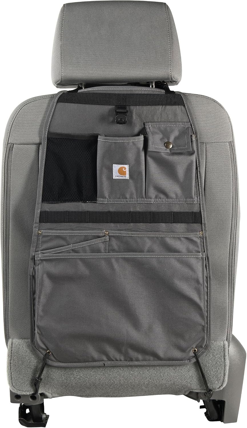 Carhartt Universal Nylon Duck Automotive Seat Back Organizer, Organization for Work and Kids, Gravel