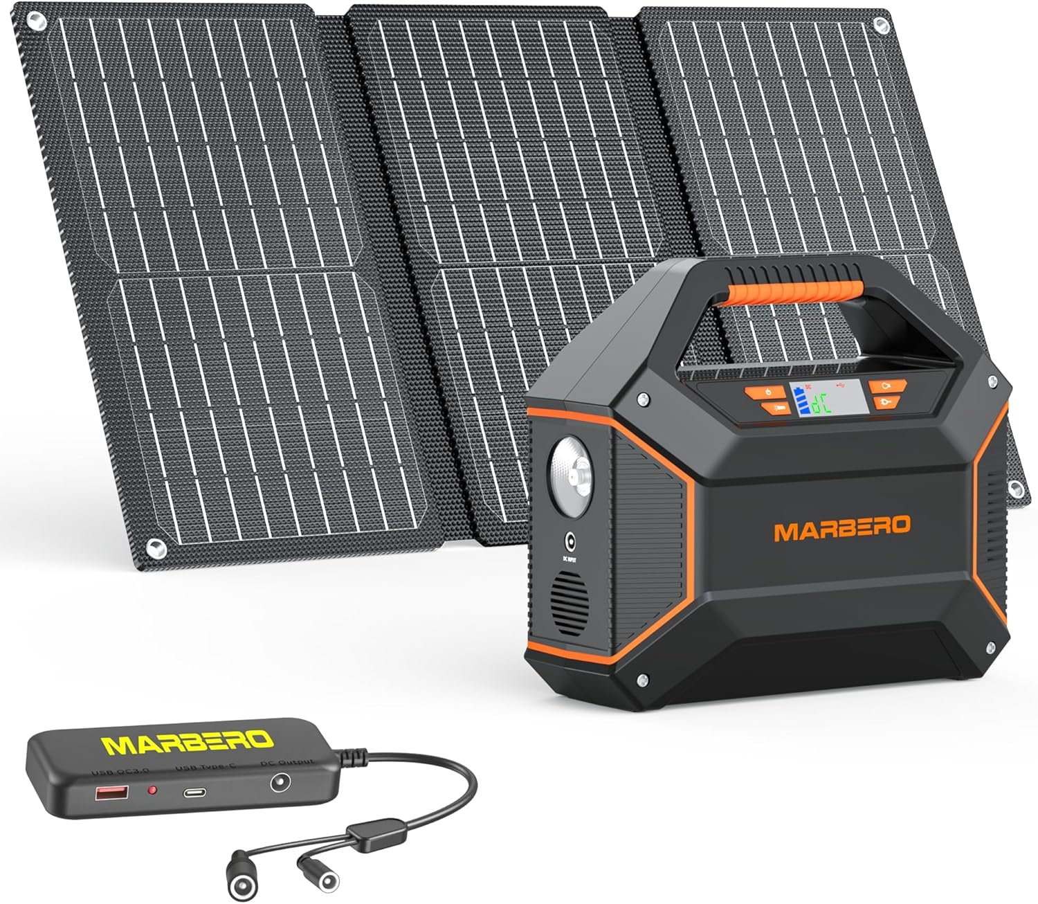 MARBERO 155Wh Solar Generator with Solar Panel Included 30W Portable Power Station 100W 150W Surge Multi-Output Solar Powered Generator Ultra Lightweight for Camping Emergency Blackout