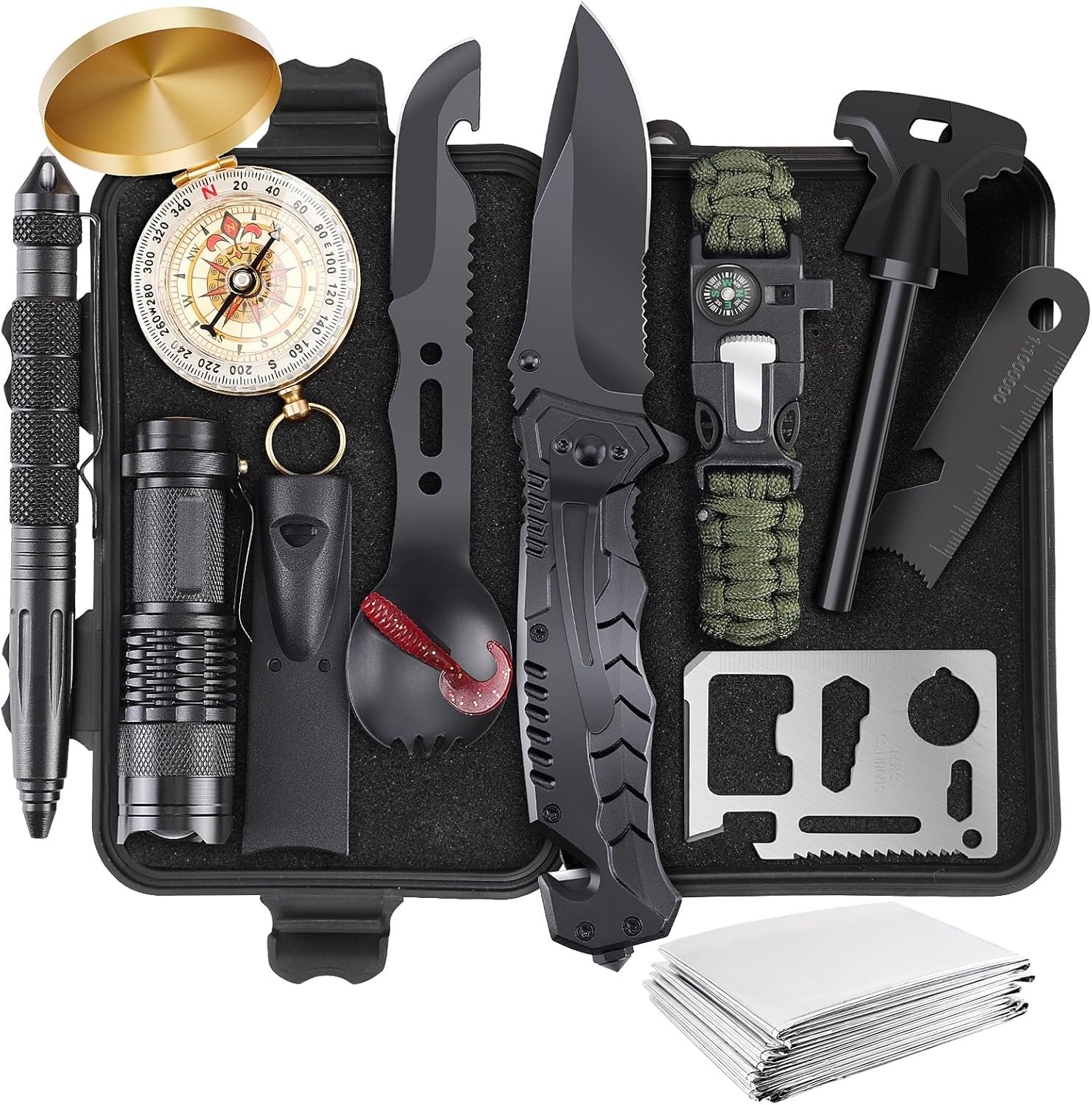 ABPIR Gifts for Fathers Day Survival Kits for Men Dad Husband Him, 13 in 1 Survival Gear and Equipment Tactical Tools for Camping Hiking Hunting Outdoor Adventure, Cool Birthday Idea