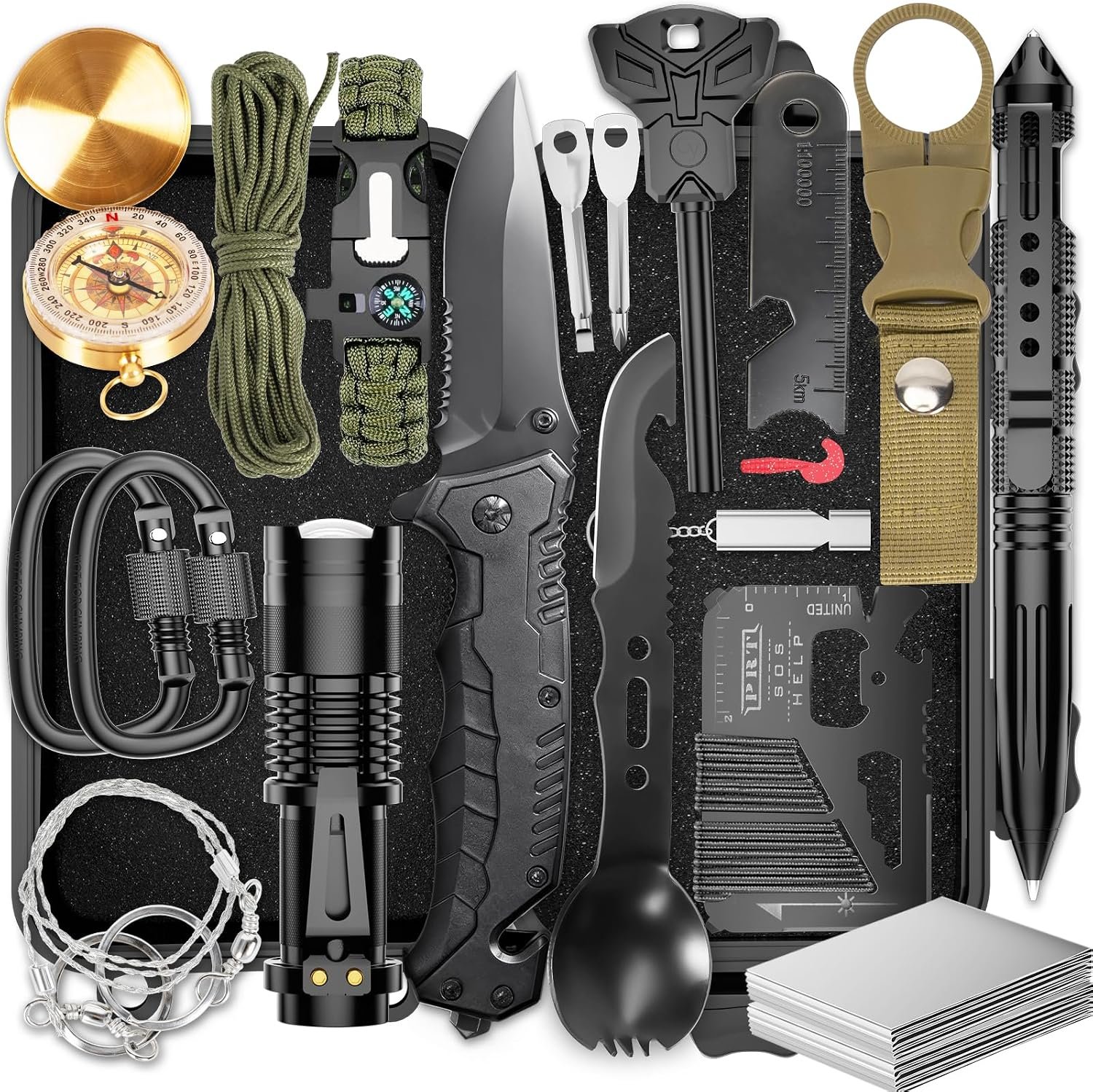 Survival Kits, Hiking and Camping Essentials, Emergency Survival Gear, Gifts for Men, Husband, Teenagers, Cool Fishing and Hunting Gadgets, Christmas and Birthday Gifts