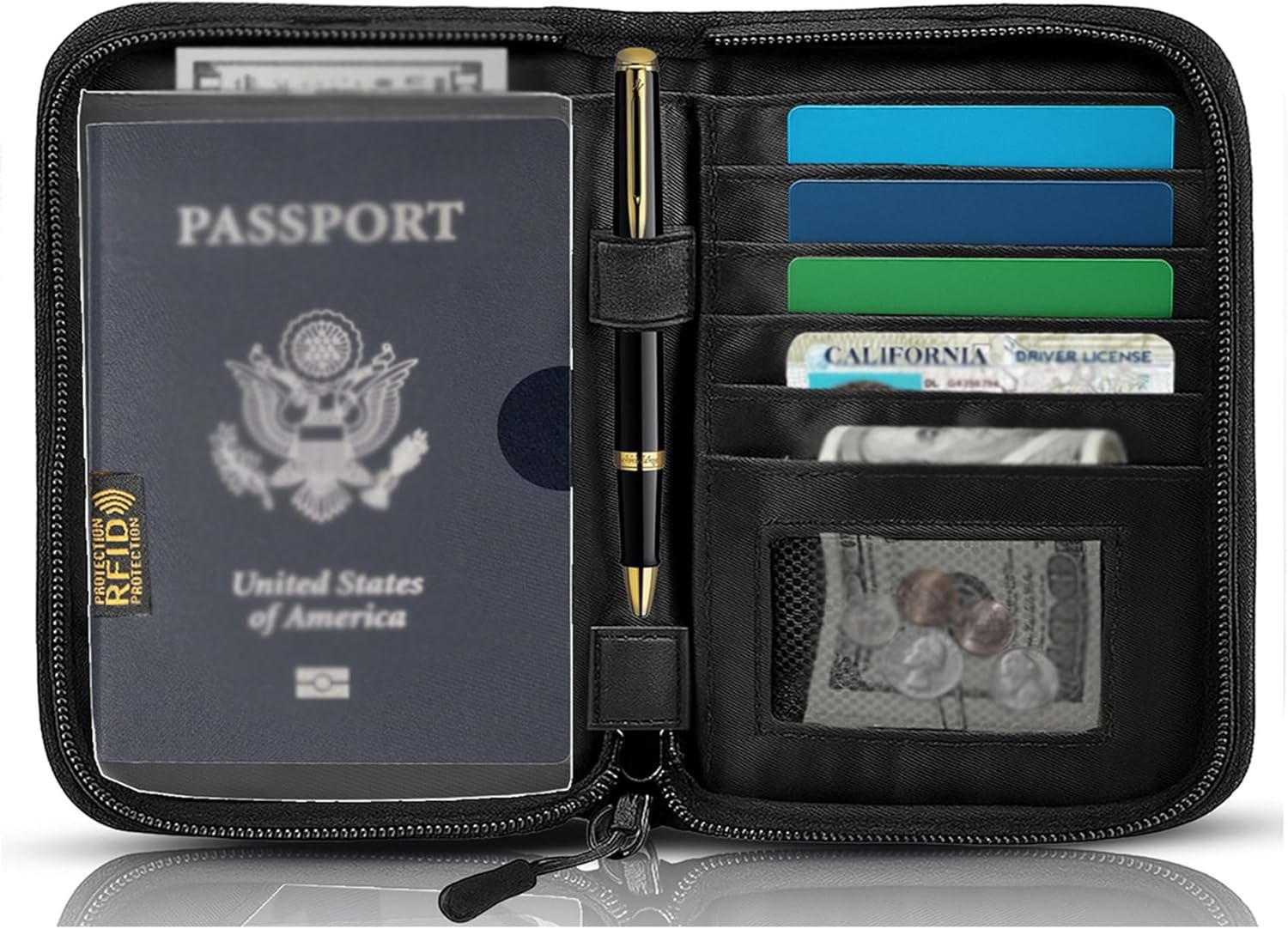 Passport Holder for Travel Essentials, RFID Blocking Protector Passport Wallets, Passport Document Organizer Case for Travel Must Have, Passport Book for Women, Couple, Family Cards, Tickets, ID, Cash