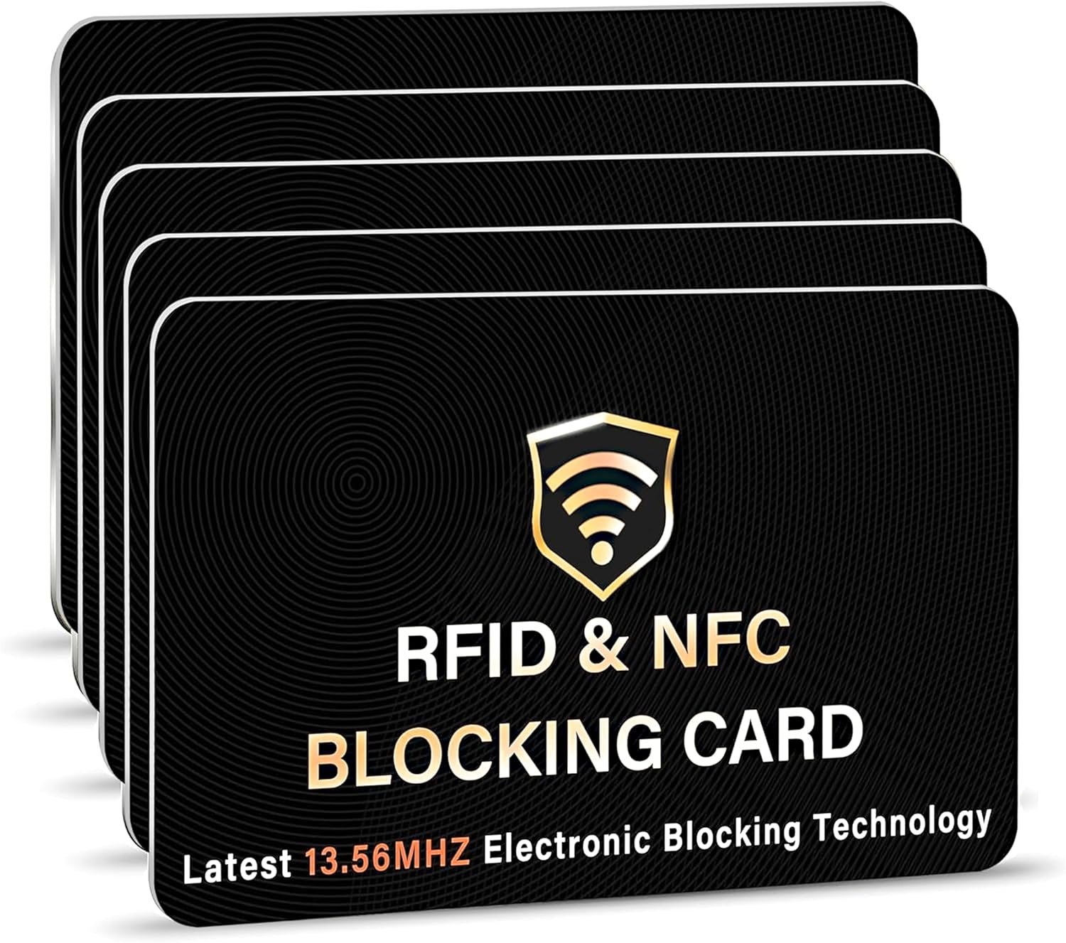 SaiTech IT 5 Pack RFID Blocking Card, One Card Protects Entire Wallet Purse, NFC Contactless Bank Debit Credit Card Protector ID ATM Guard Card Blocker–(Black)
