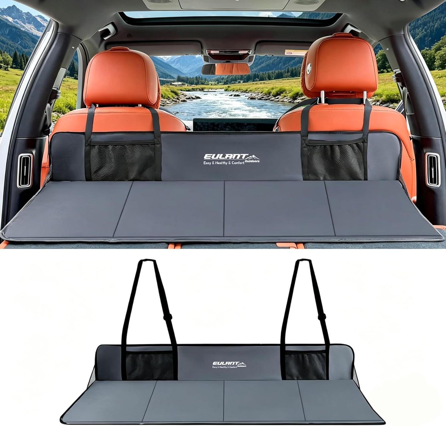 EULANT Car Rear Seat Mattress Extension Plate,Portable Air Mattress for Sleeping,Folding Rear Back Seat Extender,Increase Travel Trunk Space & Car Bed Camping Space for SUV/Cars/Model Y/3