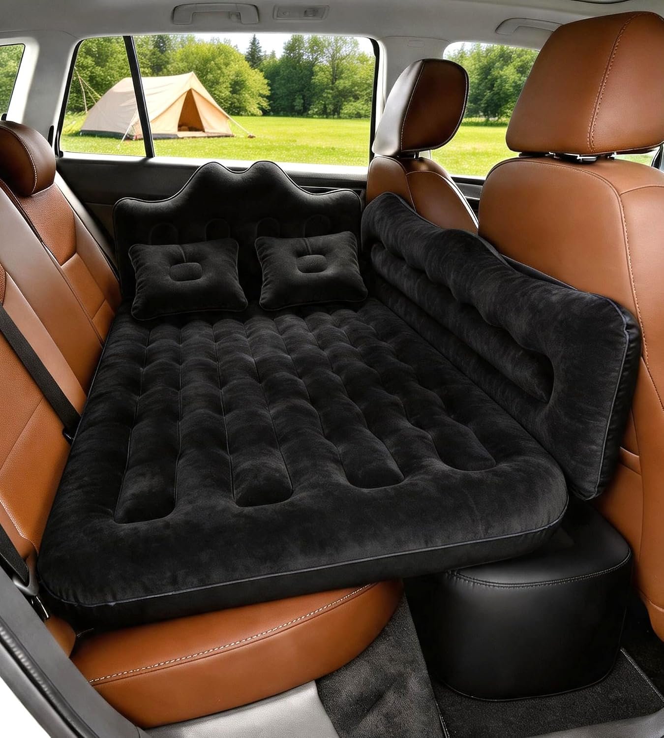 Umbrauto Car Air Mattress Backseat| Inflatable Truck Back Seat Camping Airbed for SUV Rear Seat, Blow Up Sleeping Travel Bed for Van Trunk with Pump & Pillows