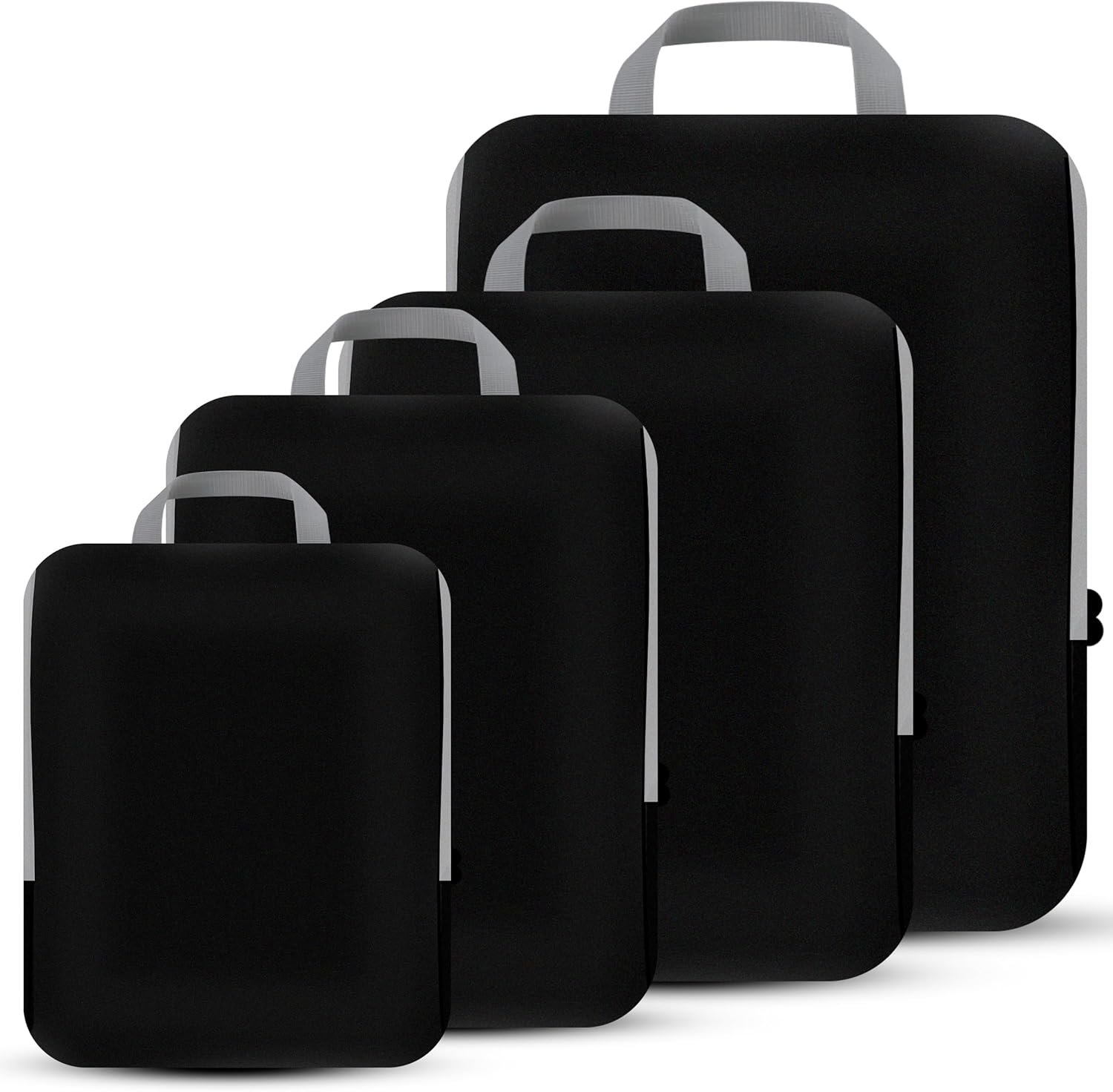 PANDA JOYS 4 Set Compression Packing Cubes Travel – Travel Accessories Expandable Packing Organizers for Carry On – Essentials Luggage Bags – Black