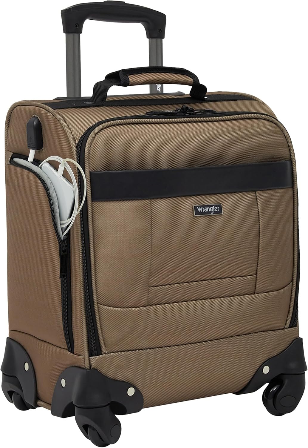 Wrangler 17″ Underseat Spinner Carry-On Luggage, Mocha