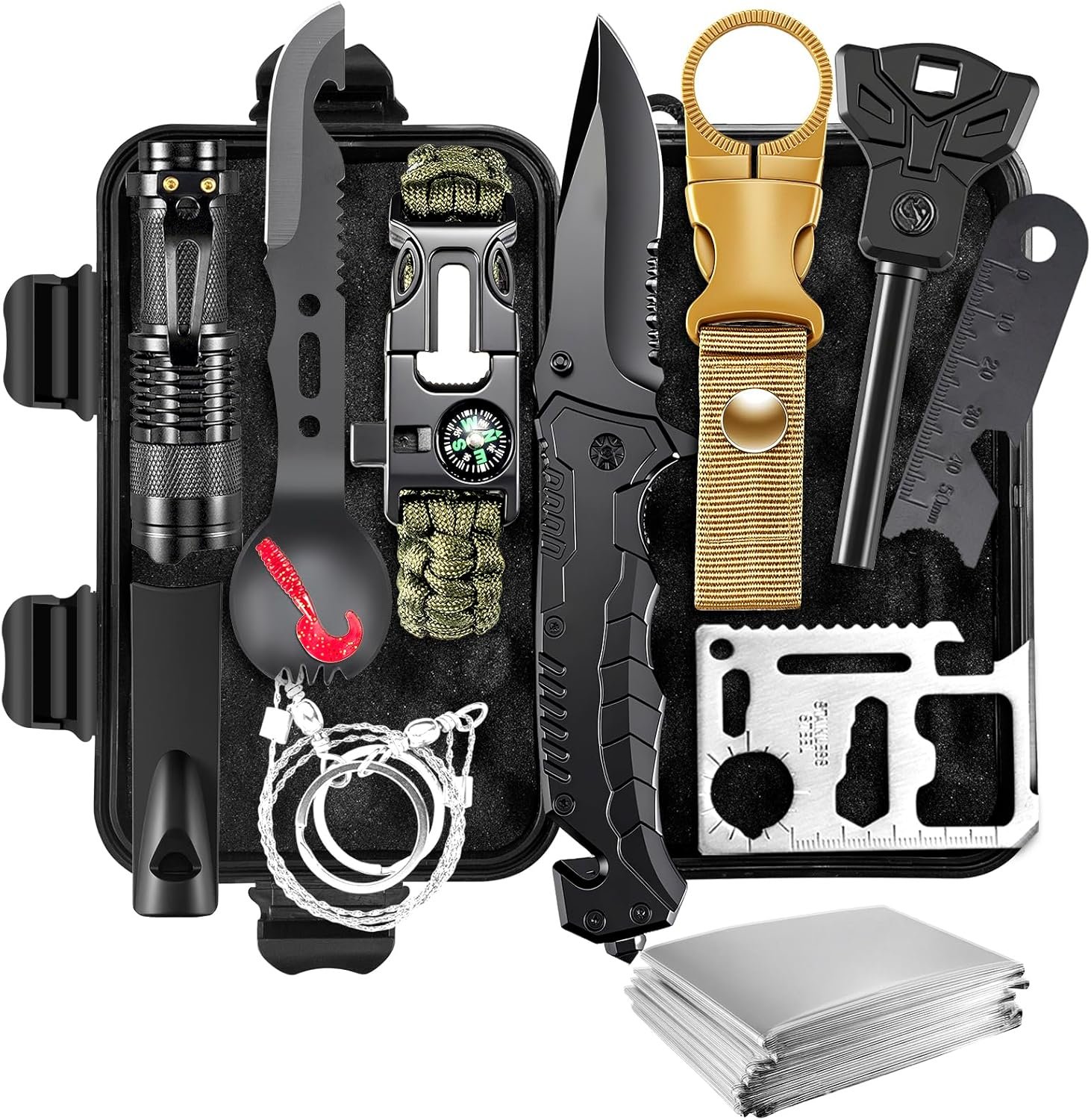 11-in-1 Emergency Survival Kit for Men, Outdoor Gear for Camping Hiking Backpacking, Emergency Preparedness Tools