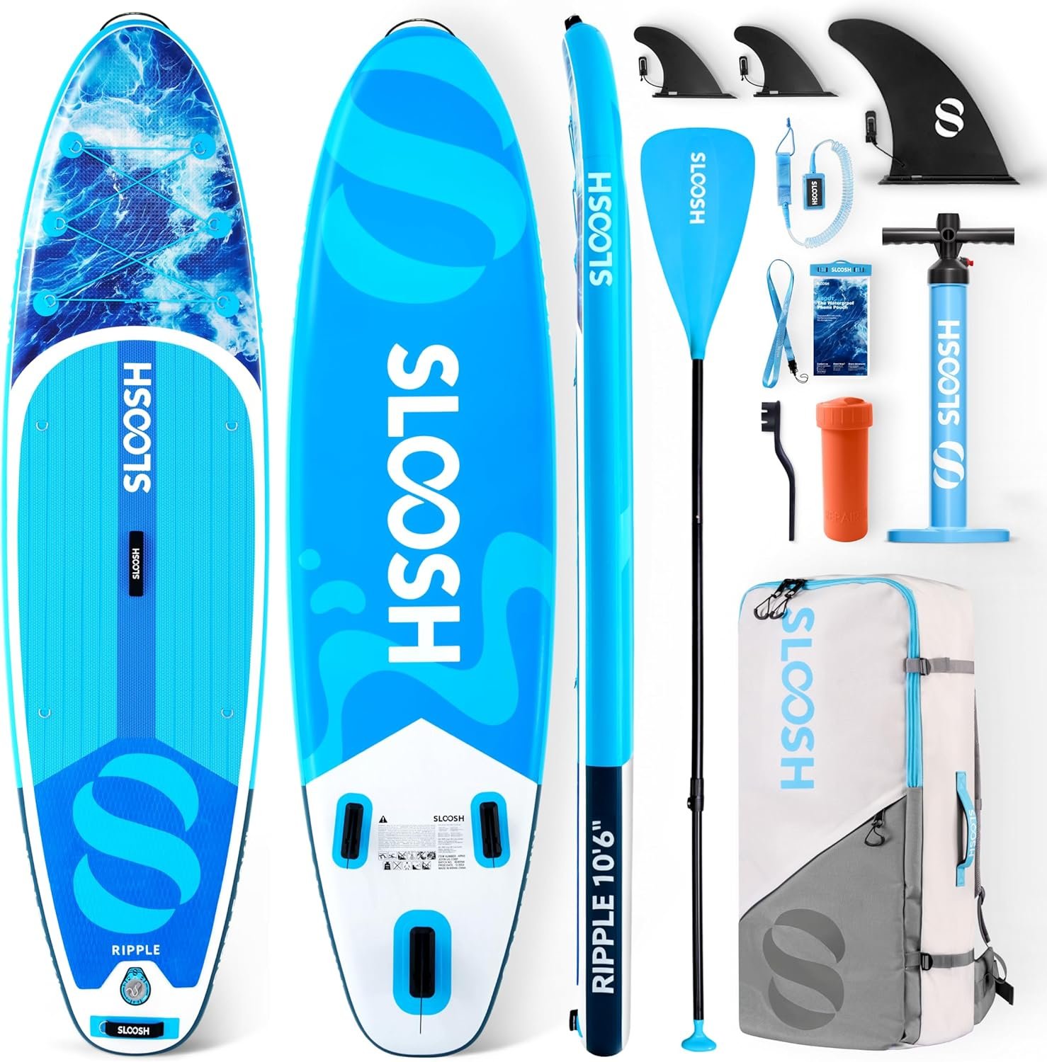 SLOOSH Inflatable Stand Up Paddle Board, Inflatable Paddle Boards with Premium Accessories, Non-Slip EVA Deck, Ultra-Light Carry Bag Pump, Blow Up SUP for All Skill Levels