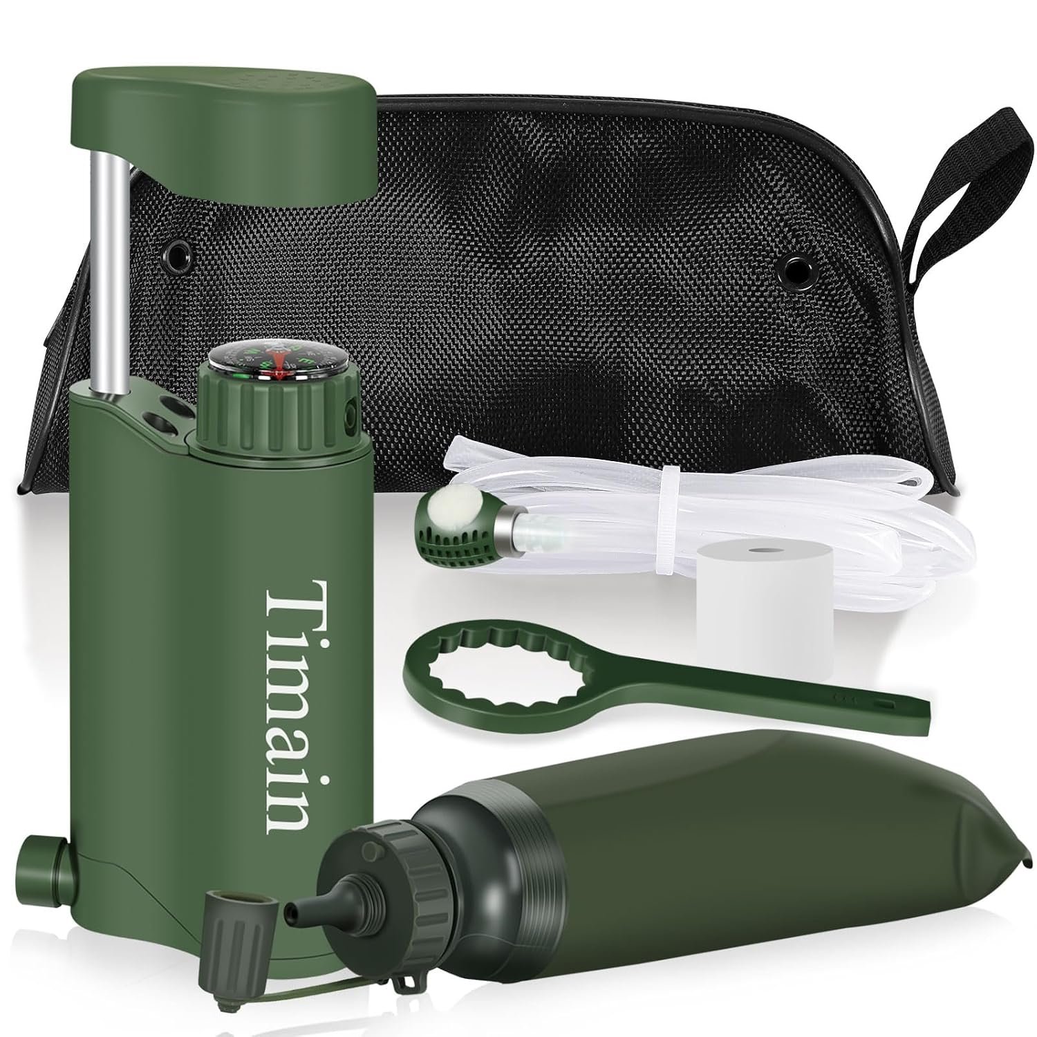 Timain Outdoor Portable Water Filter Pump,Water Filtration Systems,Perfect for Travel,Camping, Hiking,Fishing,Hunting,Emergency Preparedness (4500, Liters)