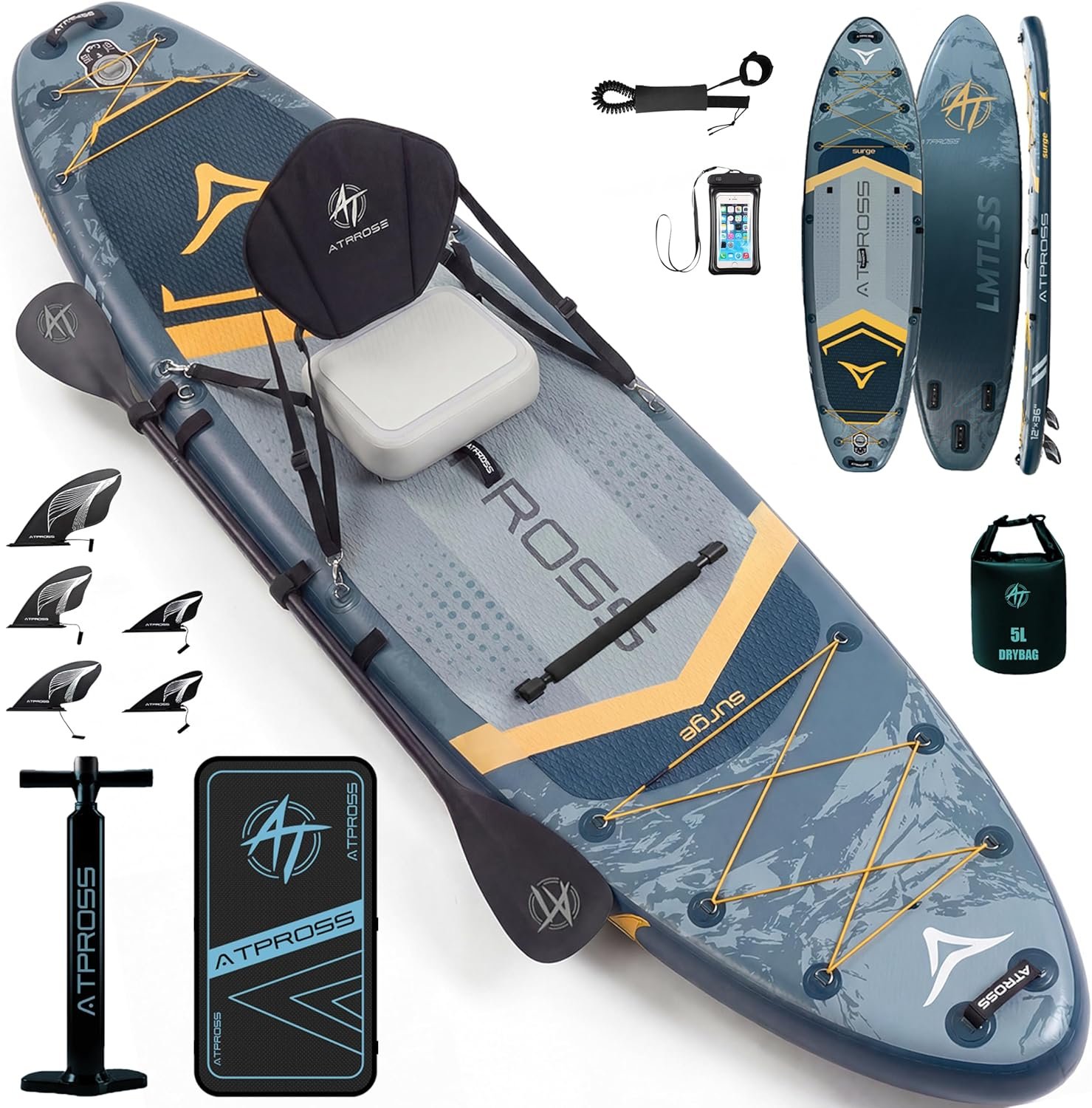 12’x36 Inflatable Paddle Board, 500lbs Extra Wide Stand Up Paddleboard for Adults with Premium SUP Accessories Kit & Backpack, Blow Up Kayak Non-Slip Stable Deck Boat for Yoga Fishing Surf