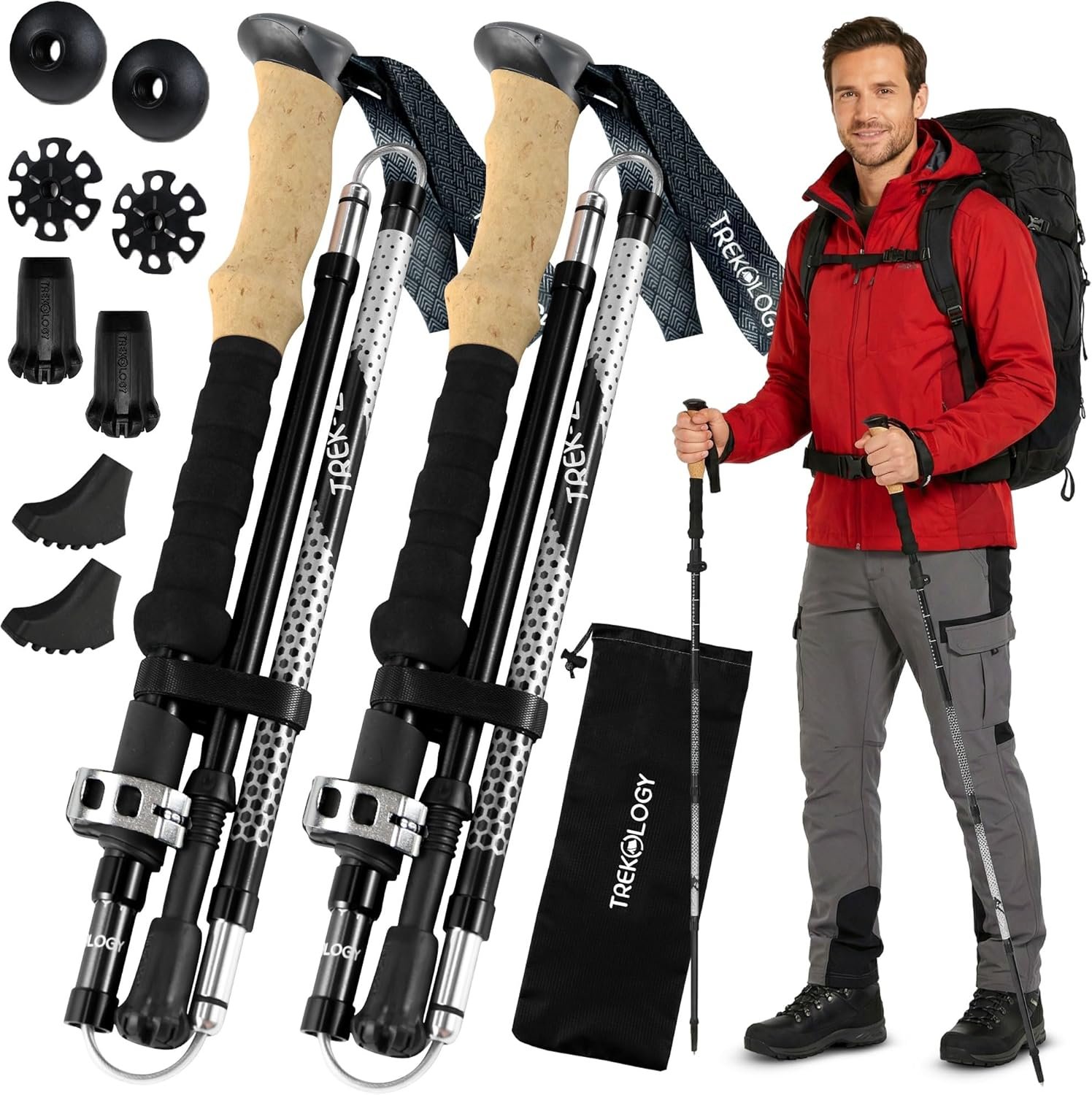 Trekology Trek-Z Collapsible Hiking & Trekking Poles – Balance Support for Seniors, Women, and Men, 2pc Per Set