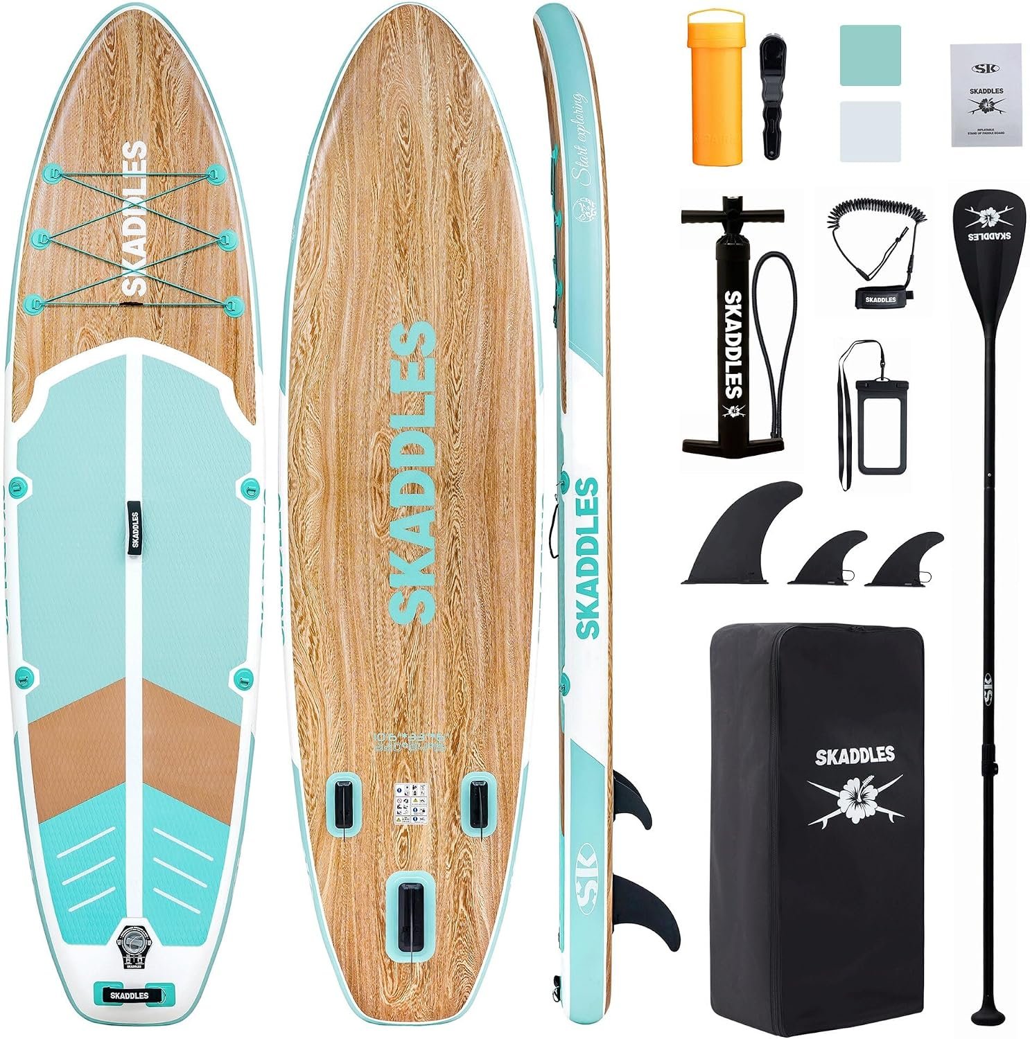 10’6’’ Inflatable Stand Up Paddle Board (SUP) for Adults and Youth with Non-Slip Deck – Complete Accessories Kit, for Fishing, Yoga, Fitness & Family Fun