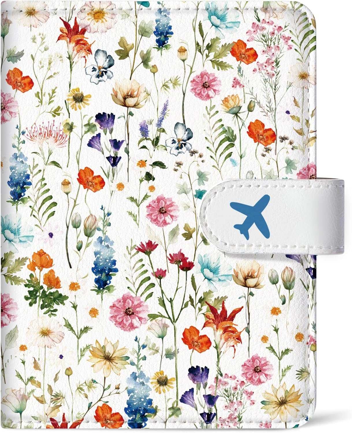 Passport Holder for Travel Essentials, RFID Blocking Leather Cover Wallet with Magnetic Closure, Aesthetic & Cute Passport Book Case for Women and Men – Wildflower