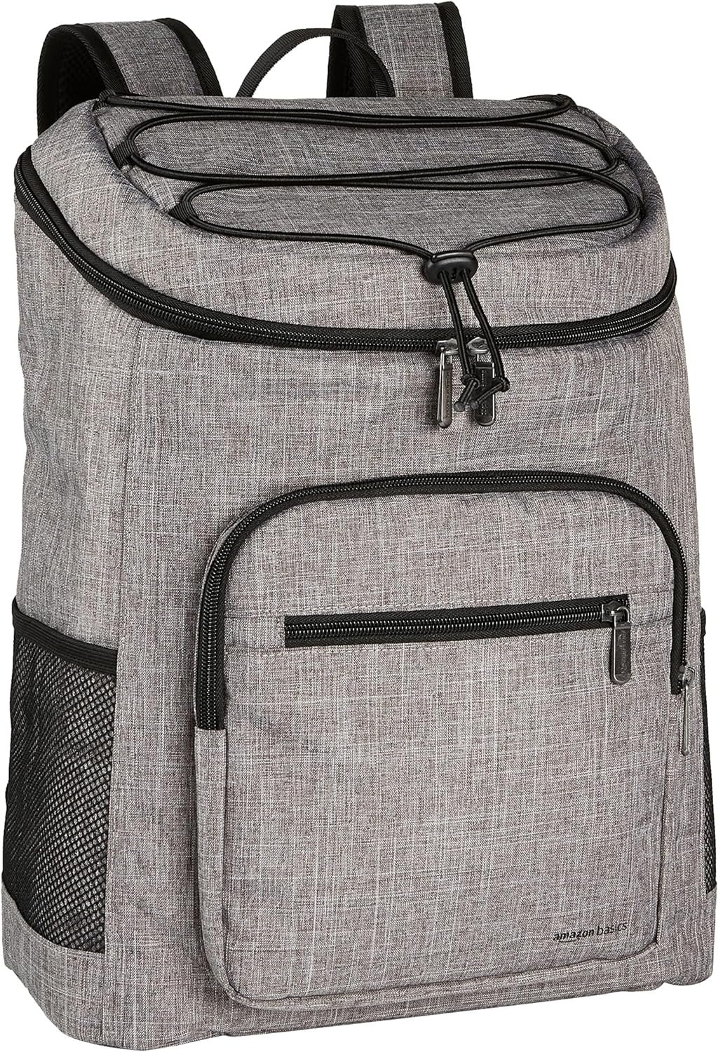 Amazon Basics Insulated Cooler Backpack for Camping and Hiking, Portable Soft Sided Cooler with 30 Can Capacity, Leak-Proof, Water-Resistant, Gray