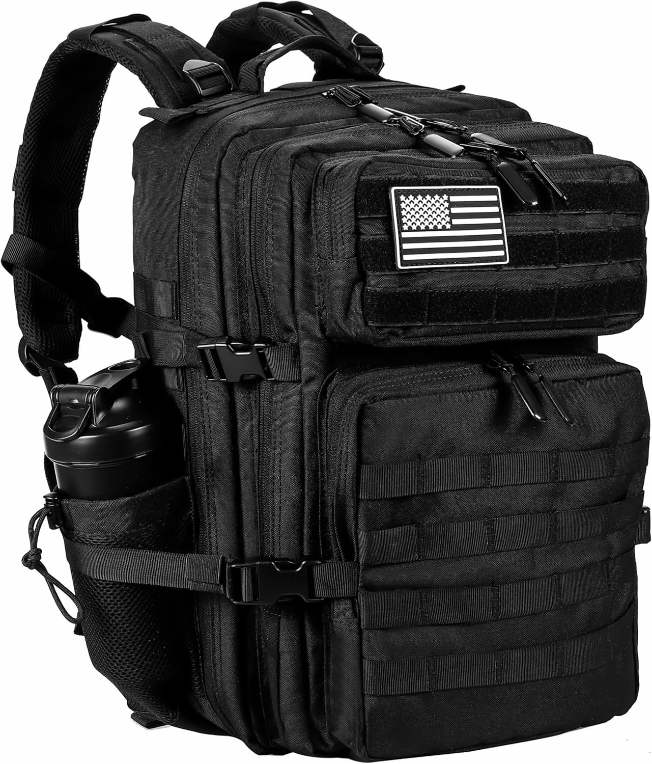 LHI Military Tactical Backpack for Men and Women 45L Army 3 Days Assault Pack Bag Large Rucksack with Molle System – Black