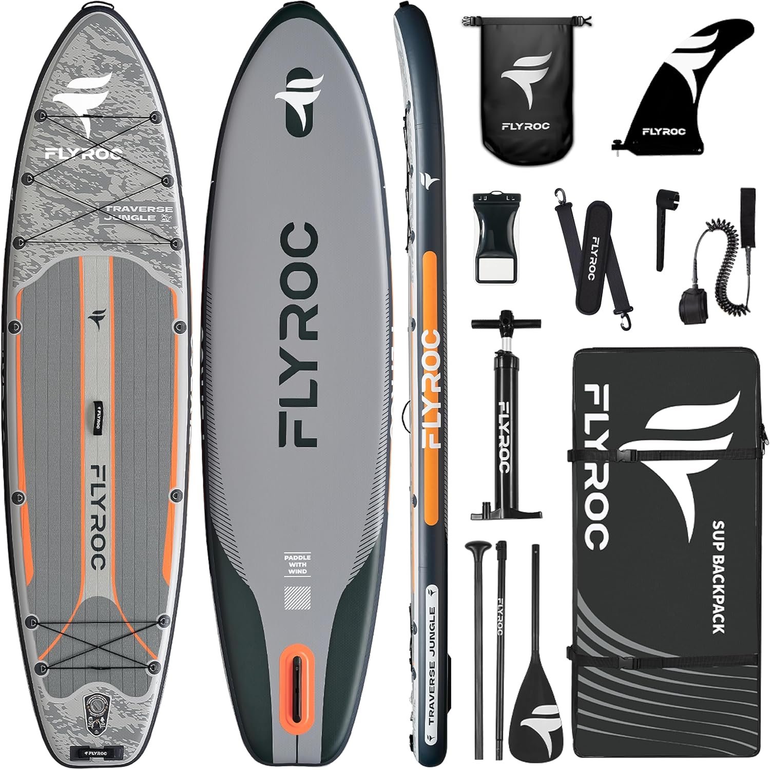 11’6×35” Extra Wide Inflatable Paddle Board, 450lb Capacity Stand Up Paddle Board for Adults (x3), Stable Inflatable SUP, All Skill Levels, 3 Handles, 100L Backpack, 3PCS Paddle, 5L Dry Bag