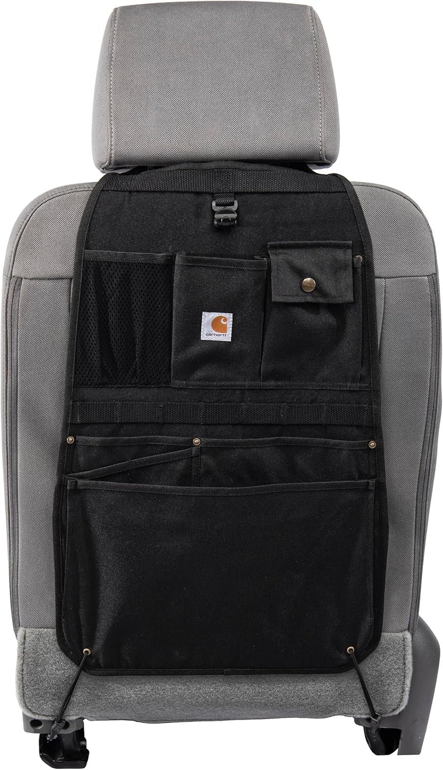 Carhartt Universal Nylon Duck Automotive Seat Back Organizer, Organization for Work and Kids, Black