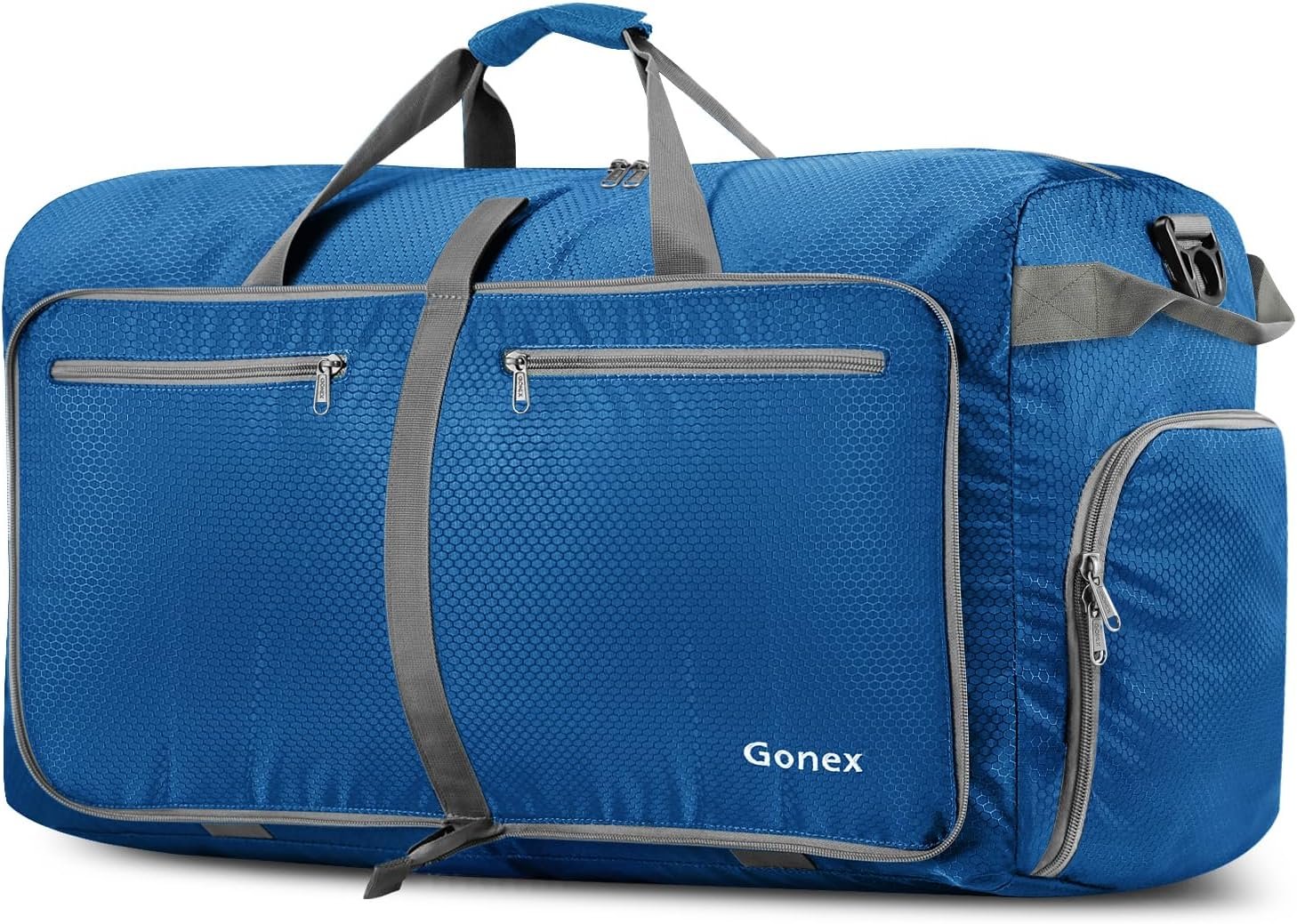 Gonex Large Foldable Travel Duffle Bag with Shoes Compartment, Packable Lightweight Water Repellent Duffel Bag for Camping Gym Weekender Bag
