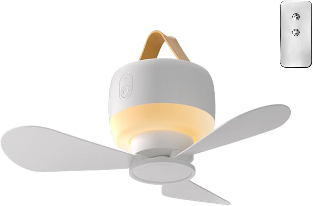 2-in-1 Camping Fan, Portable Rechargeable with Light & Remote, Battery Powered for Indoor, Outdoor, Tent, Travel, BBQ, Fishing